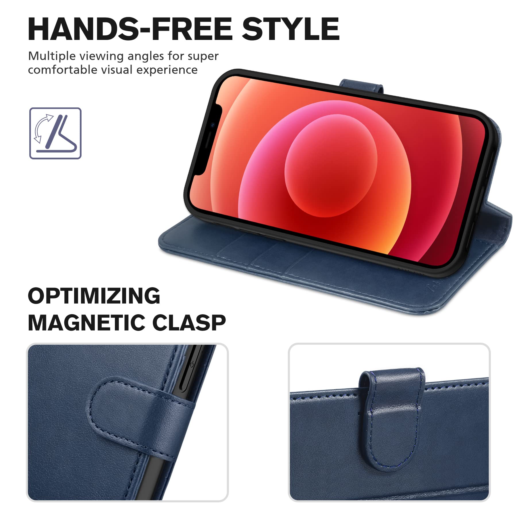 Tucch Case For Iphone 13 Mini Wallet Case, Magnetic Pu Leather Rfid Blocking Card Slot Stand Flip Folio Cover With Soft Tpu Prot