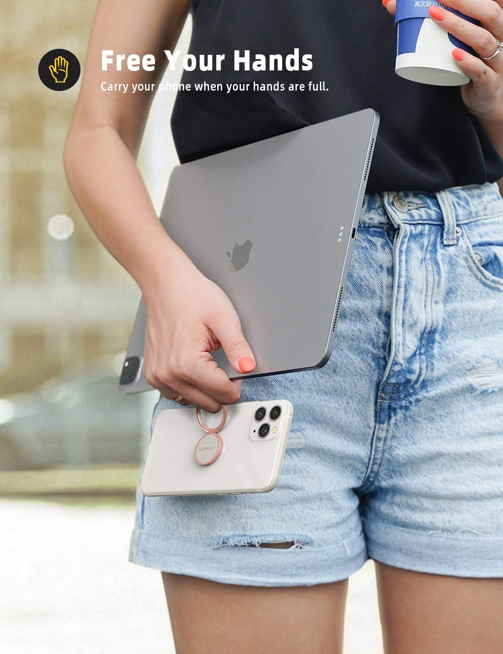 Phone Ring Holder, Lamicall Finger Ring Stand : Universal Cell Phone Cradle Kickstand Compatible With Iphon 12 11 Pro Xs Max Xr