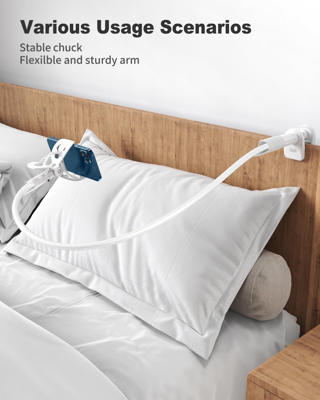 Saiji Gooseneck Cell Phone Holder, Clamp Universal Lazy Mount Clip Hands Free Flexible Long Arm Bracket Grip For 4 7 Phones Mobi