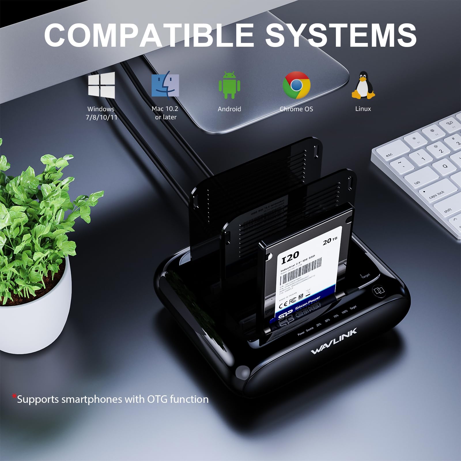 Wavlink Dual Bay Hard Drive Docking Station   Usb 3.0 To Sata I/Ii/Iii For 2.5'' & 3.5'' Hdd/Ssd With Fixed Bezel, Supports Offl