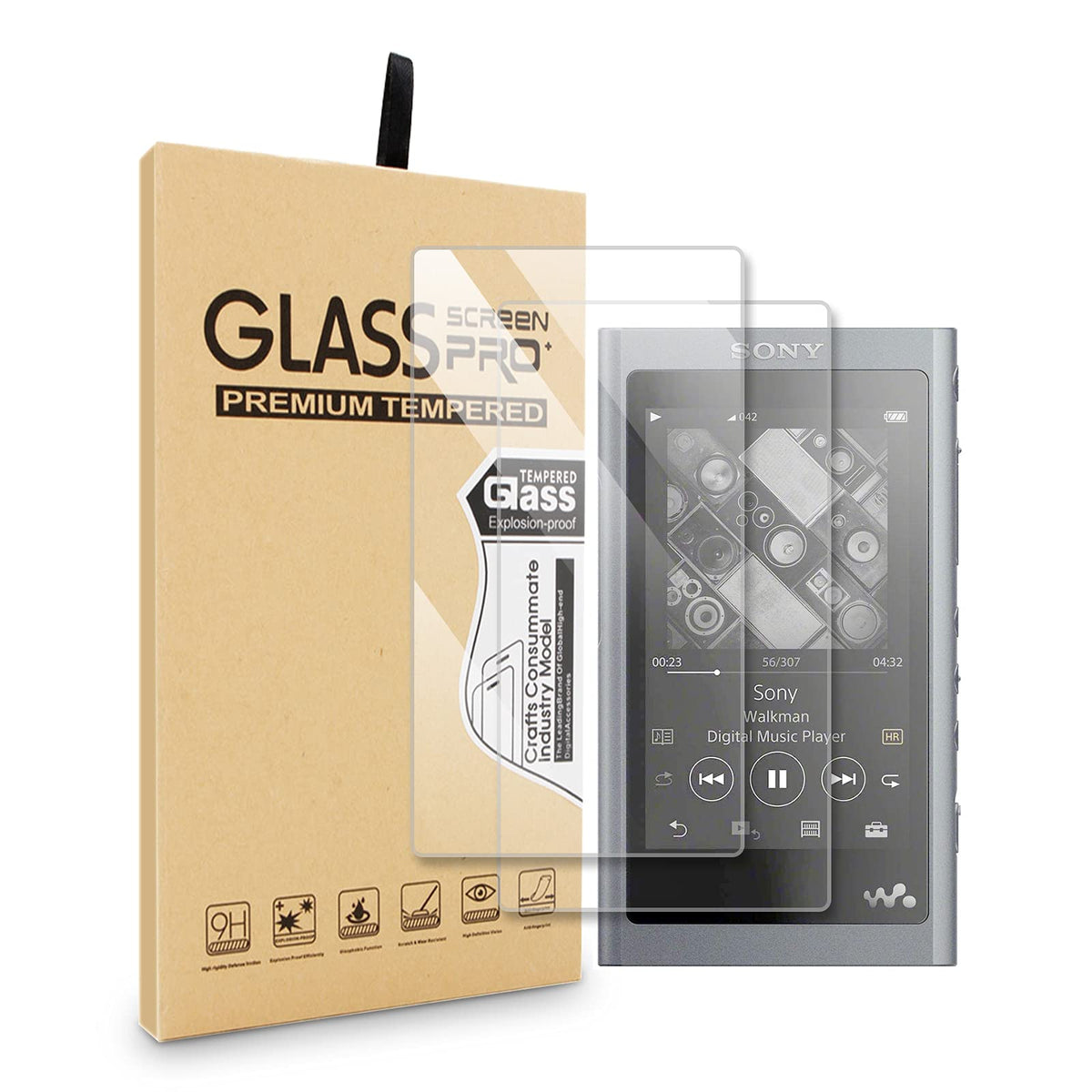 2Pcs For Sony A55 Tempered Glass, 9H Ultra Clear Protective Tempered Glass Film Screen Protector For Sony Walkman Nw A50 Nw A55H