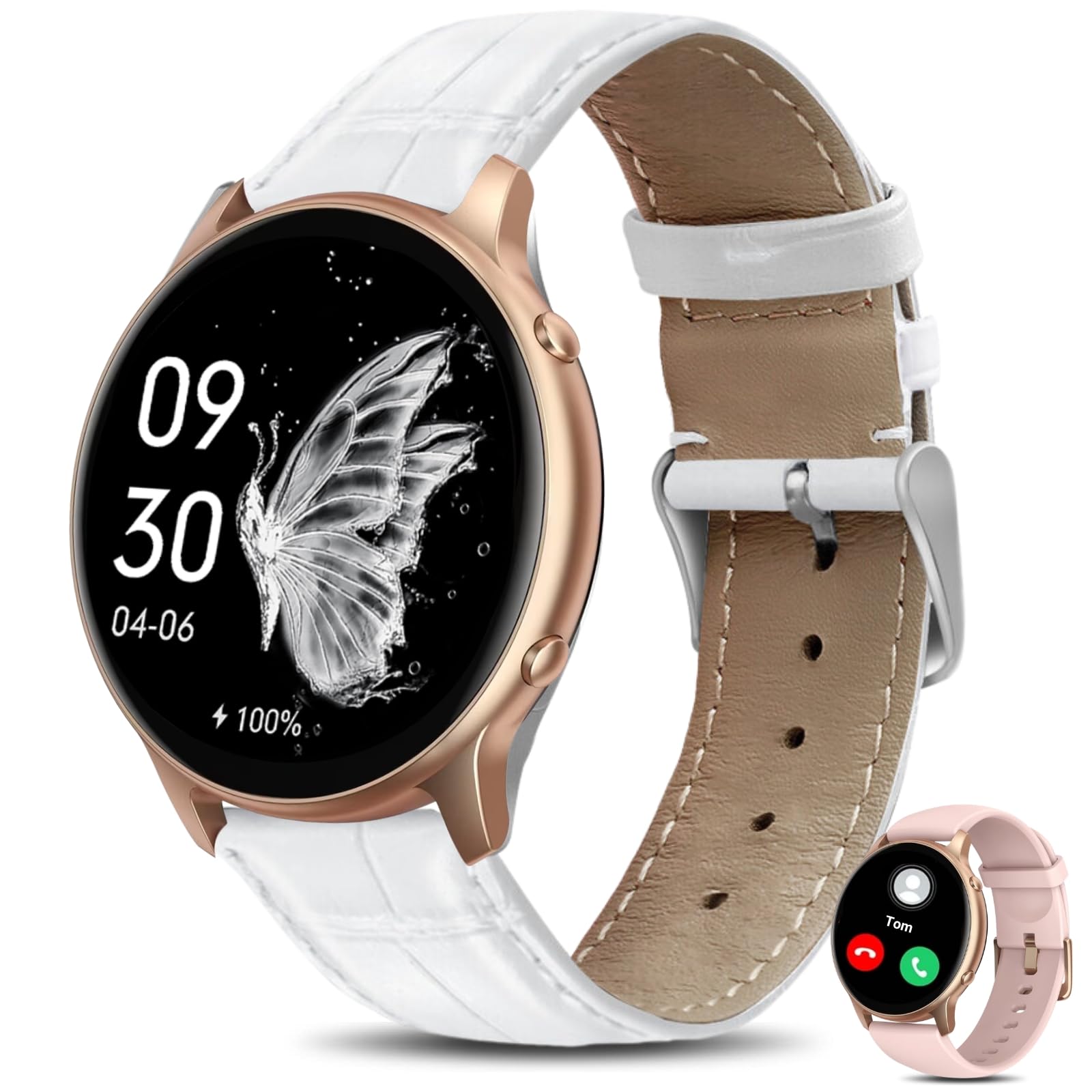 HOAIYO Smart Watches for Women (Call Receive/Dial), 1.32 Smartwatch with Heart Rate Sleep Calories Counter, IP68 Waterproof Fitn