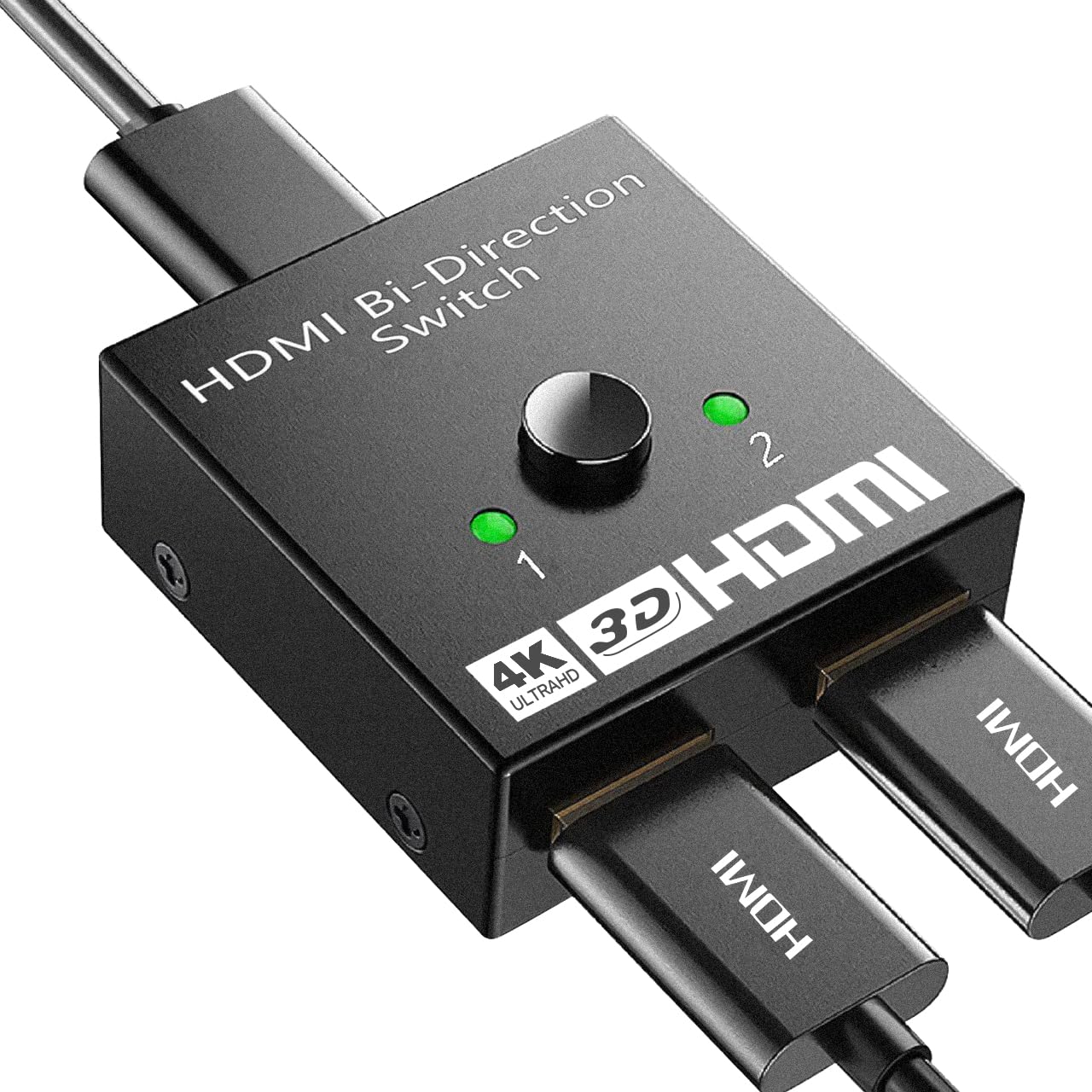 Qingler Hdmi Switch Splitter 4K@60Hz, Aluminum Bidirectional Hdmi Switcher 2 In 1 Out, Hdmi Splitter 1 In 2 Out Supports 3D Hdr 