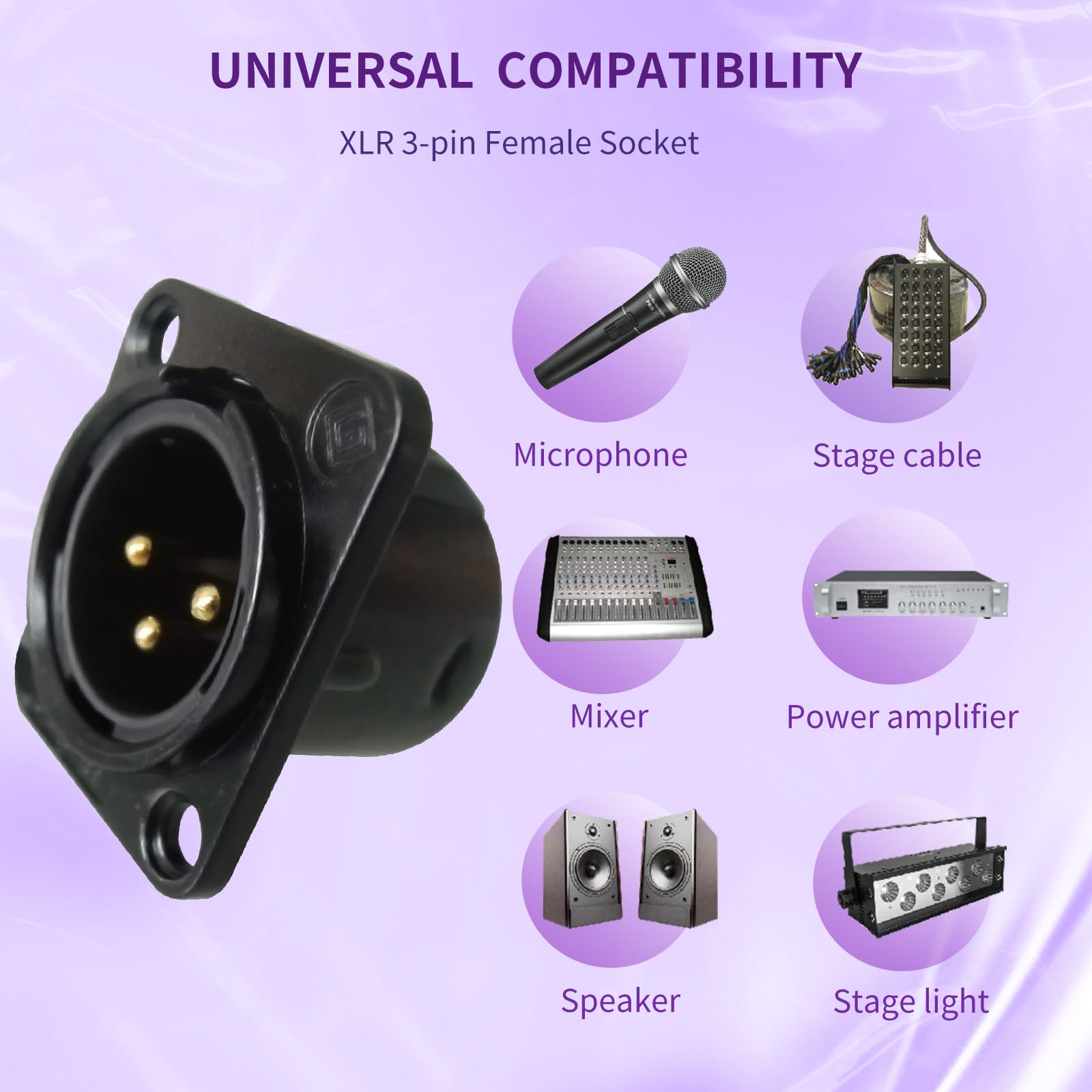 Riviera 25 Packs Xlr 3Pin Male Panel Mount Chassis, Fine Black Nickel Plated Housing With 24K Gold Plated Contacts(25 Pack Black