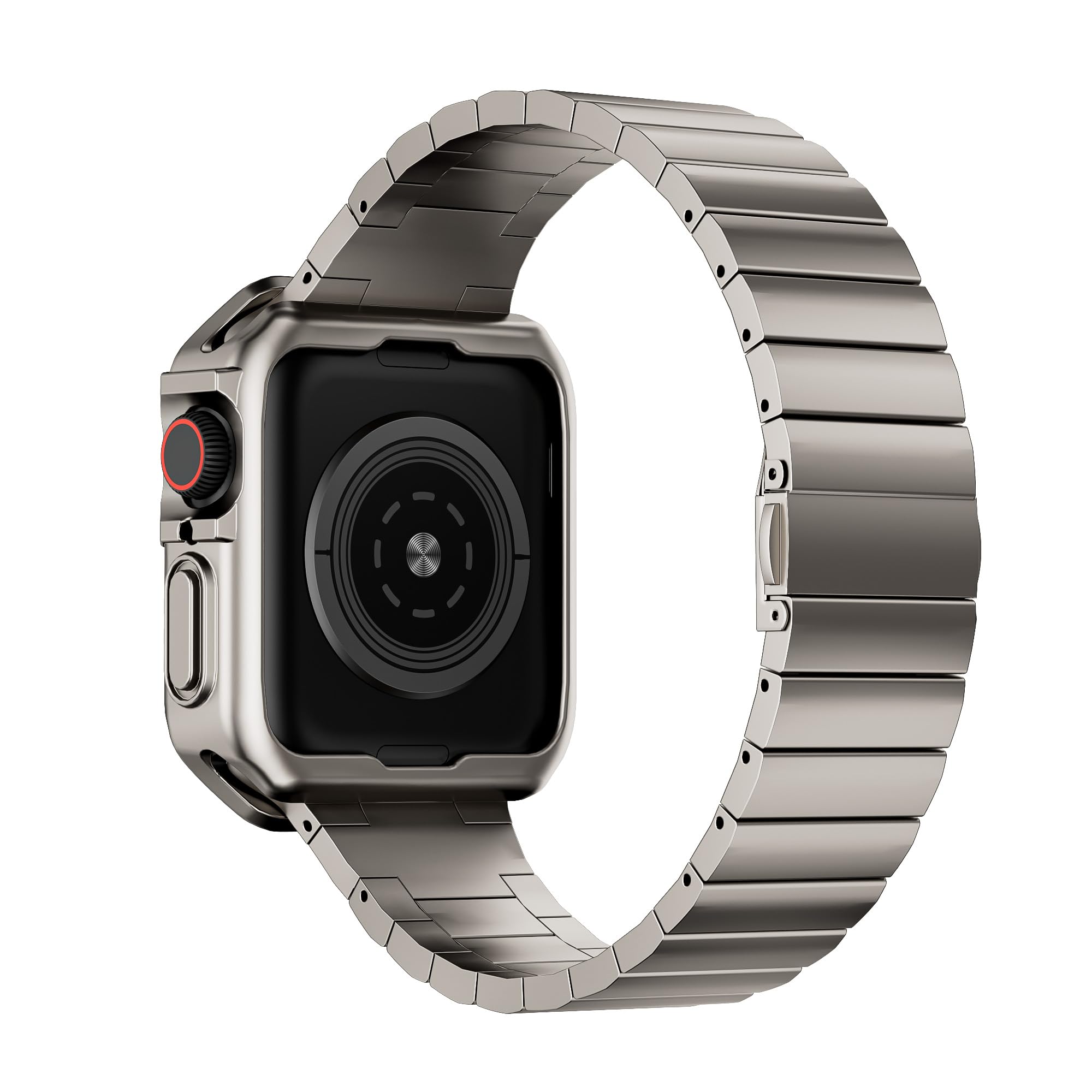 Compatible With Apple Watch Band And Case, Stainless Steel Metal Chain With Tpu Cover, Smart Watch Link Bracelet Strap, Wrist Band For I Watch Series 9 8 7 6 5 4 3 2 1 Se, 41Mm 40Mm 38Mm, Titanium