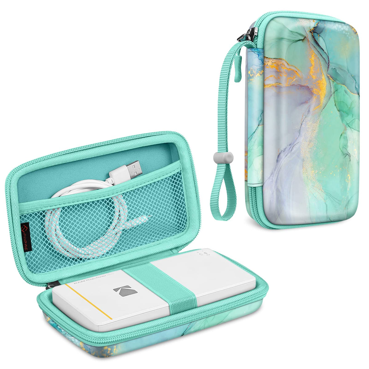 Fintie Protective Case for Kodak Step/Mini 2 HD/PRINTOMATIC/Kodak Smile Camera & Printer - Shockproof Hard Shell Carrying Case with Inner Pocket, Emerald Marble
