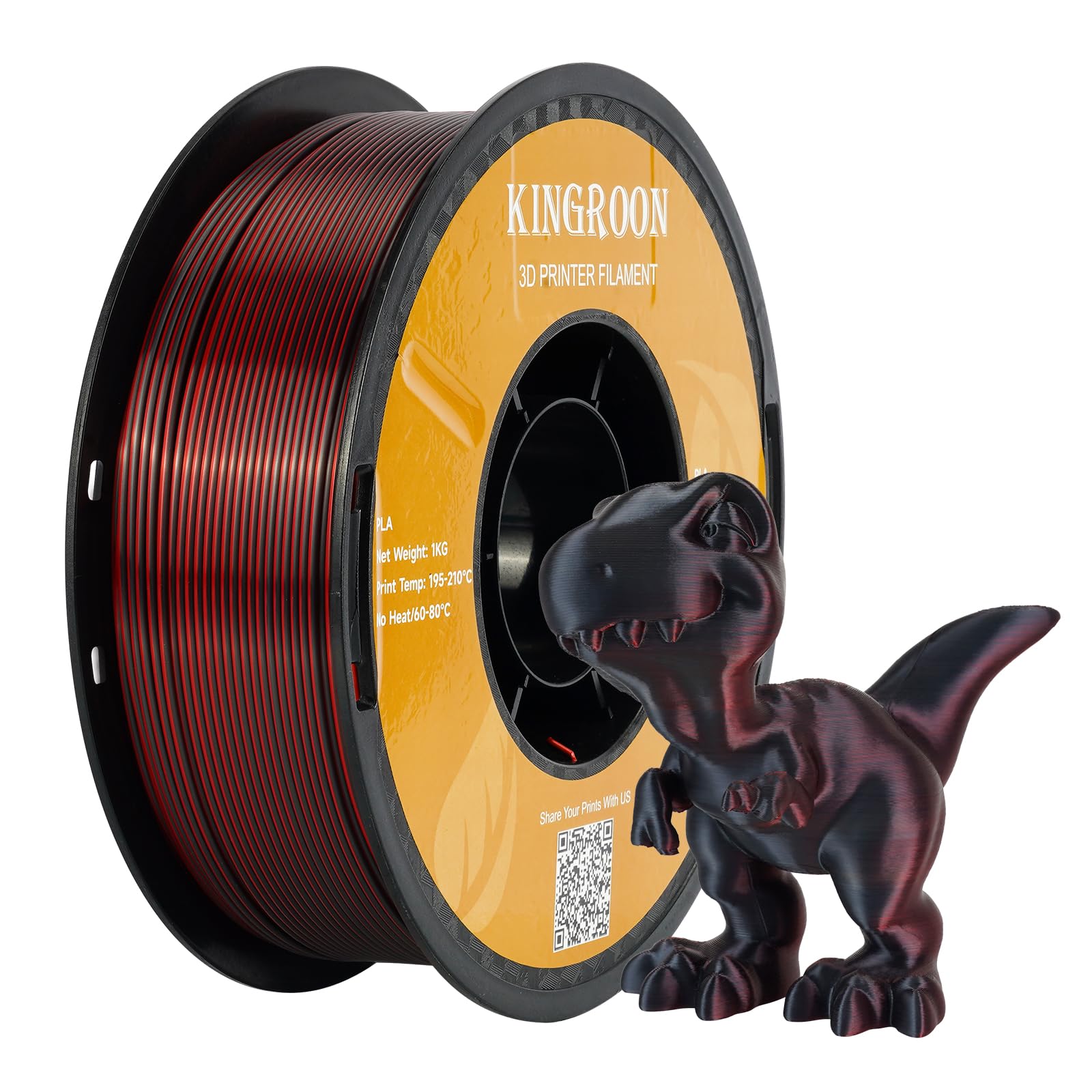 Kingroon PLA 3D Printer Filament, Dual Color Silk PLA Filament, Dimensional Accuracy +/- 0.03 mm, 1kg Spool(2.2lbs), 1.75 mm, Bl