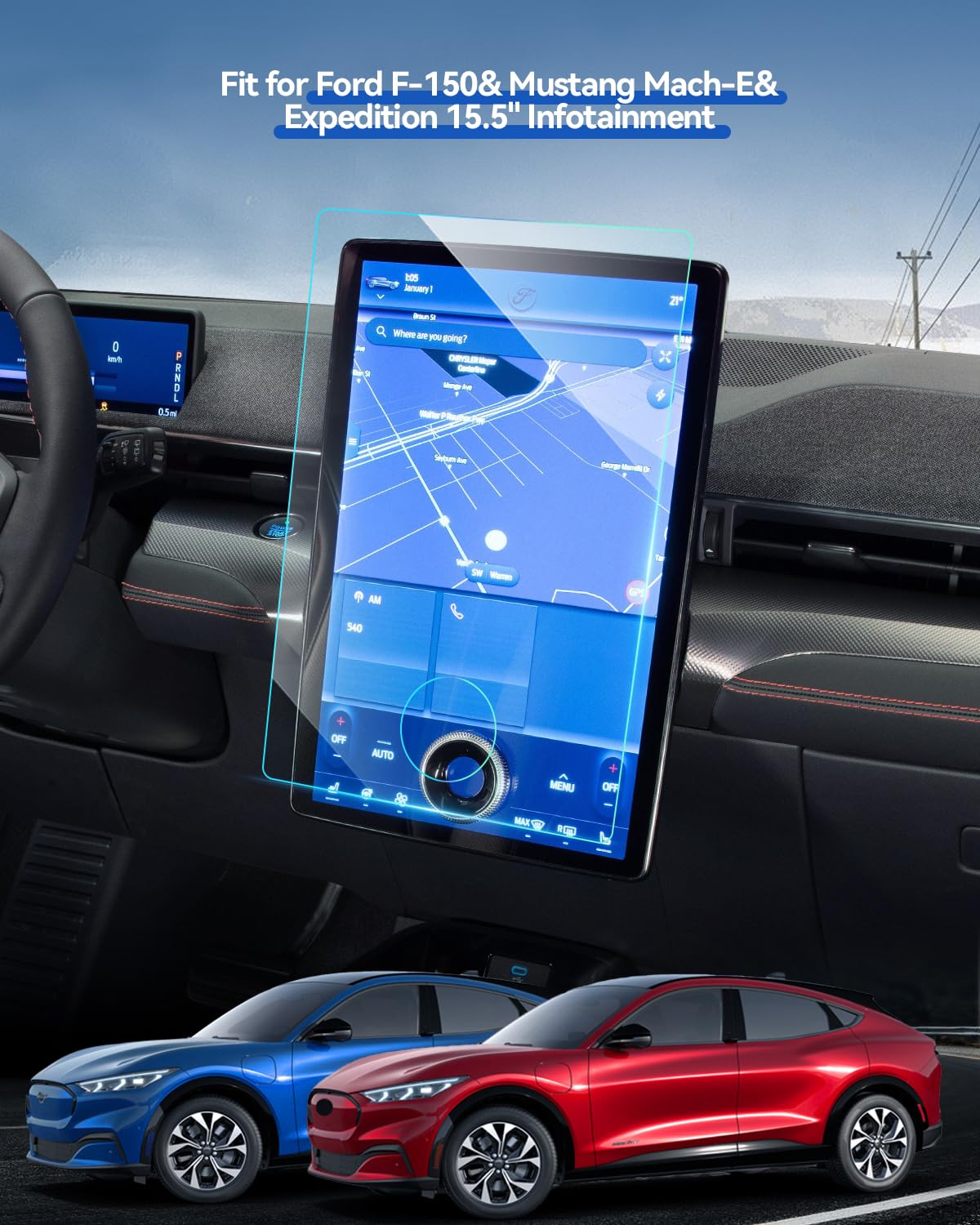 Lantu Matte Screen Protector For 2022 2023 Ford F150 Lightning& 2021 2023 Mustang Mach E& 2022 2024 Expedition 15.5'' Accessorie