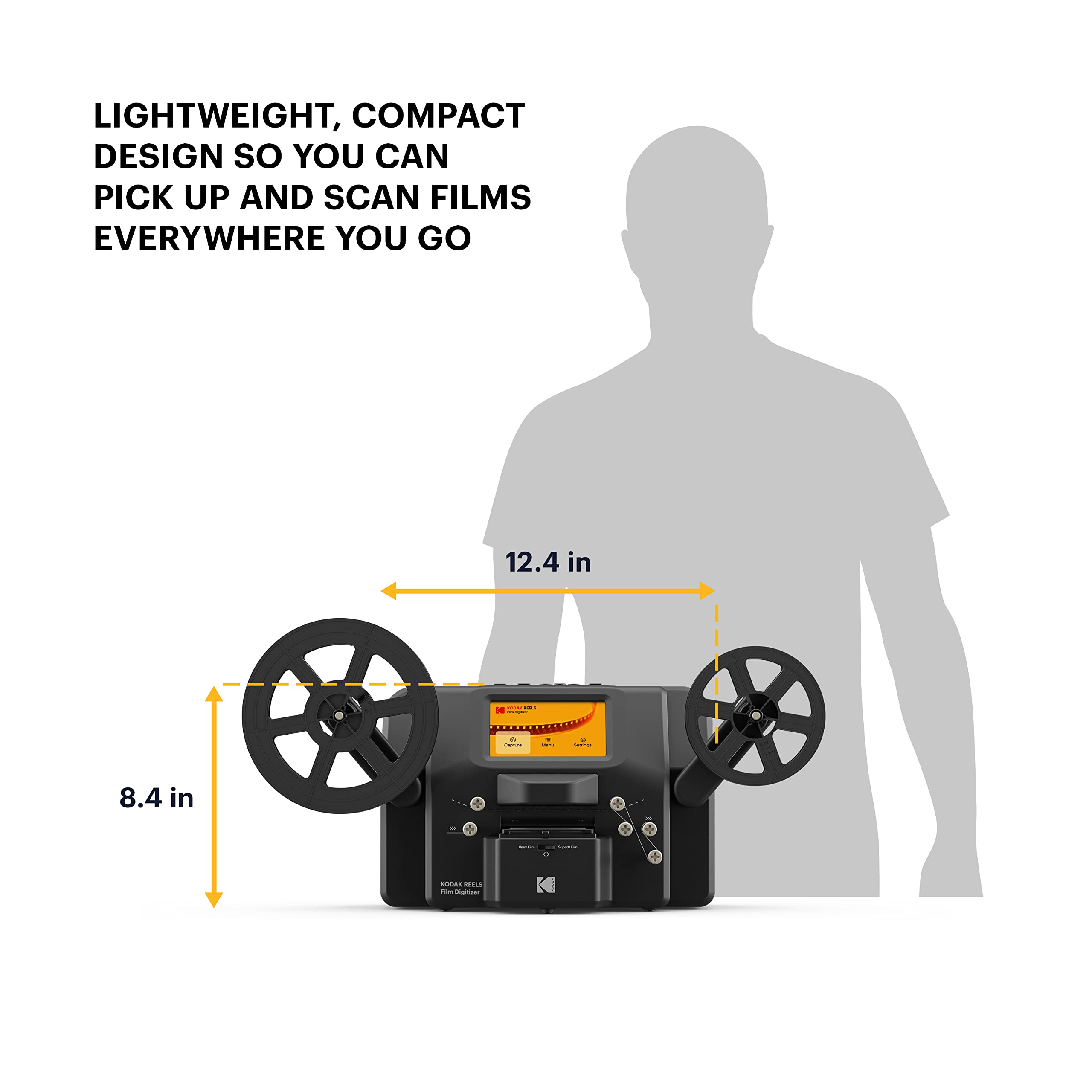 Kodak Reels 8Mm & Super 8 Films Digitizer Converter With Big 5    Screen, Scanner Converts Film Frame By Frame To Digital Mp4 Fi