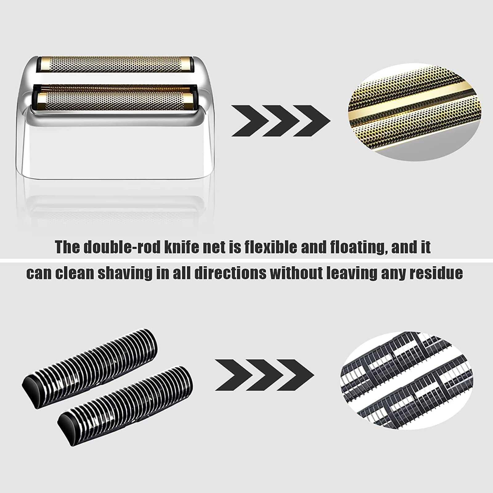 Shaver Replacement Foil And Cutters Compatible With Babylisspro Barberology Double Fxfs2 (2Pc Silver)