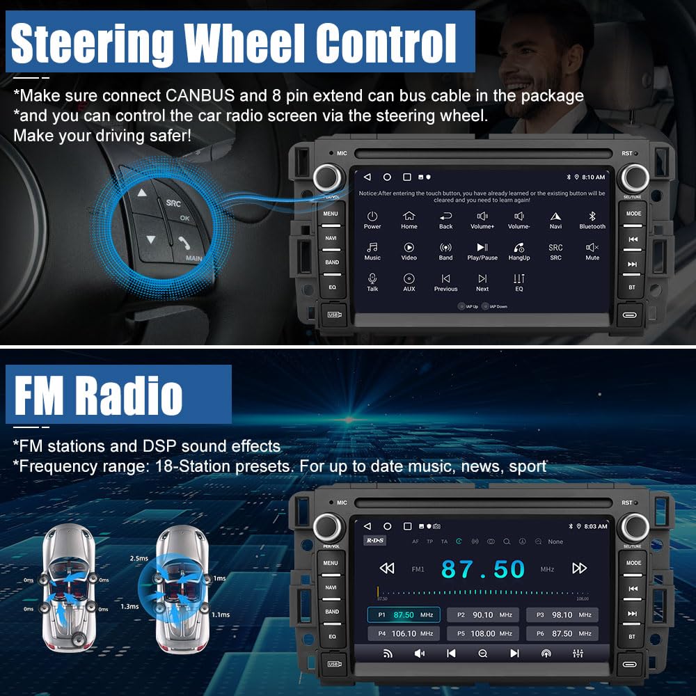 Awesafe Car Stereo Radio For Chevy Silverado Chevrolet Gmc Buick Yukon, Android 13 Carplay Android Auto Bluetooth Touch Screen H