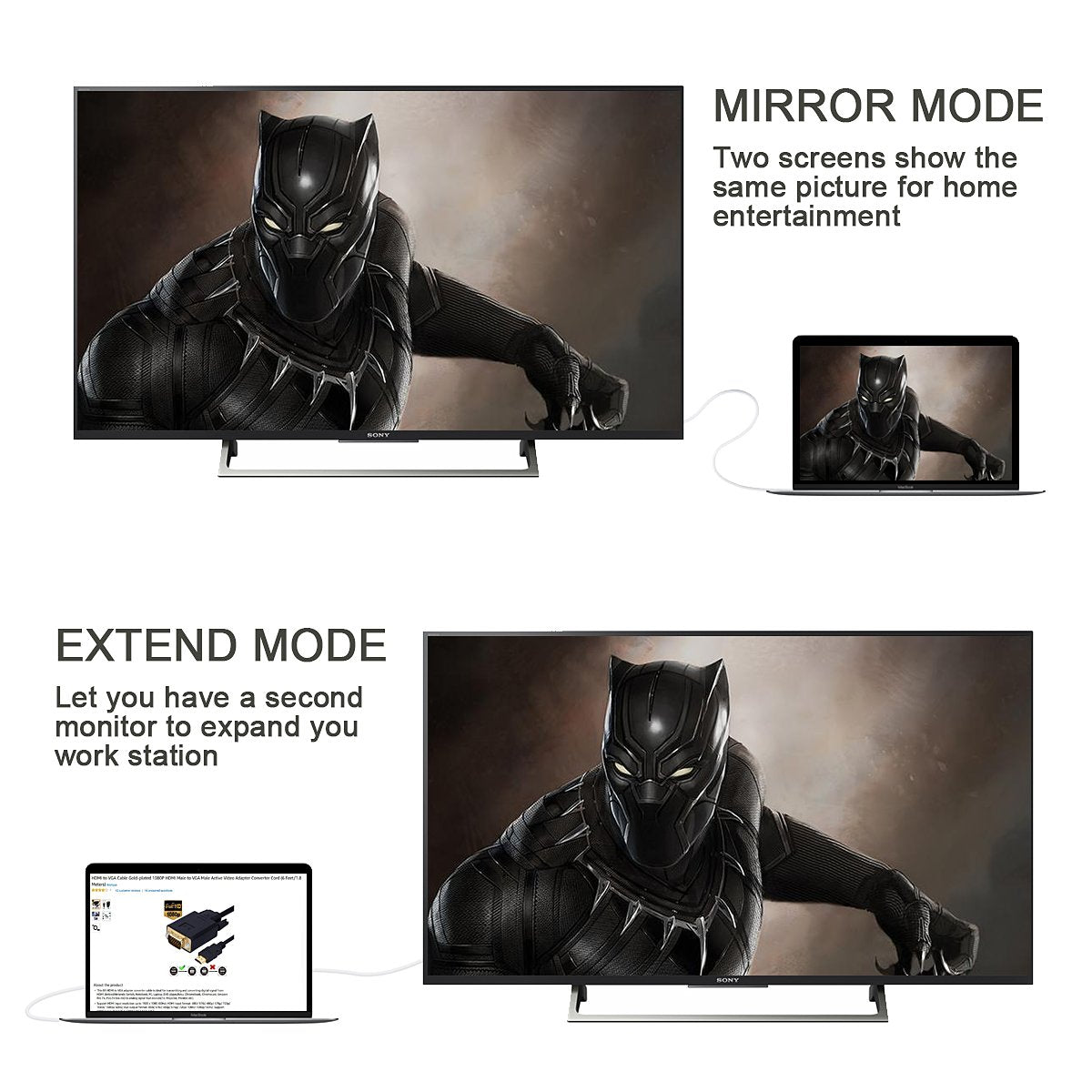 Hdmi To Vga, Hdmi To Vga Cable (Male To Male) Compatible For Computer, Desktop, Laptop, Pc, Monitor, Projector, Hdtv, Chromebook