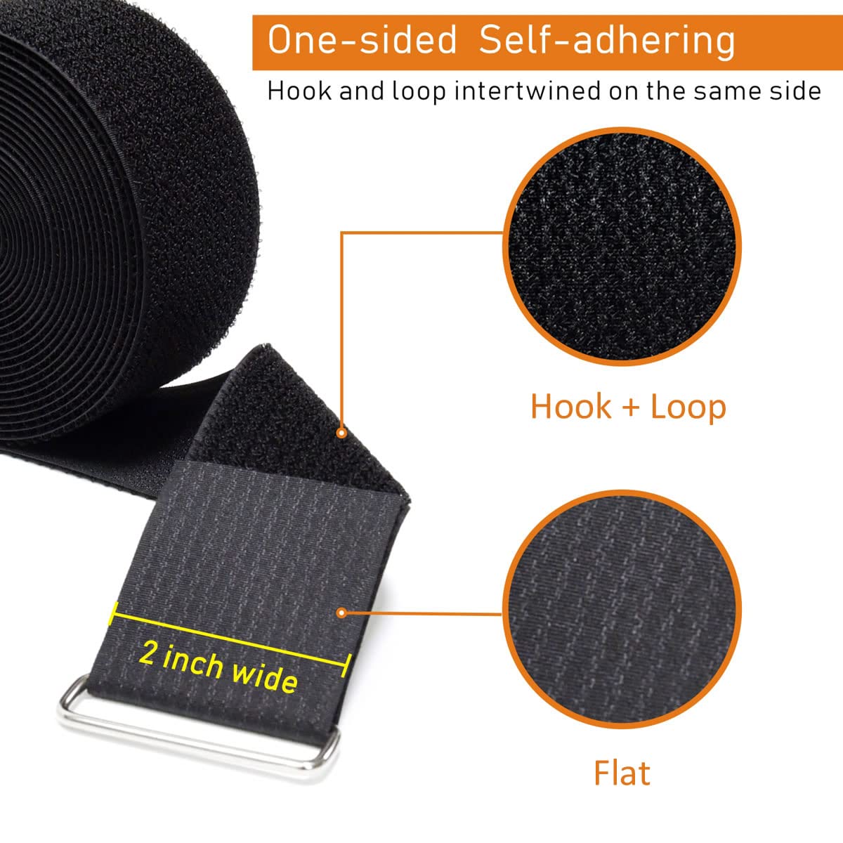 Ymcrlux 2'' X32Ft Reusable Cinch Strap With 20 Metal Buckles, Cut To Length Fastening Securing Straps, Adjustable Nylon Cable St