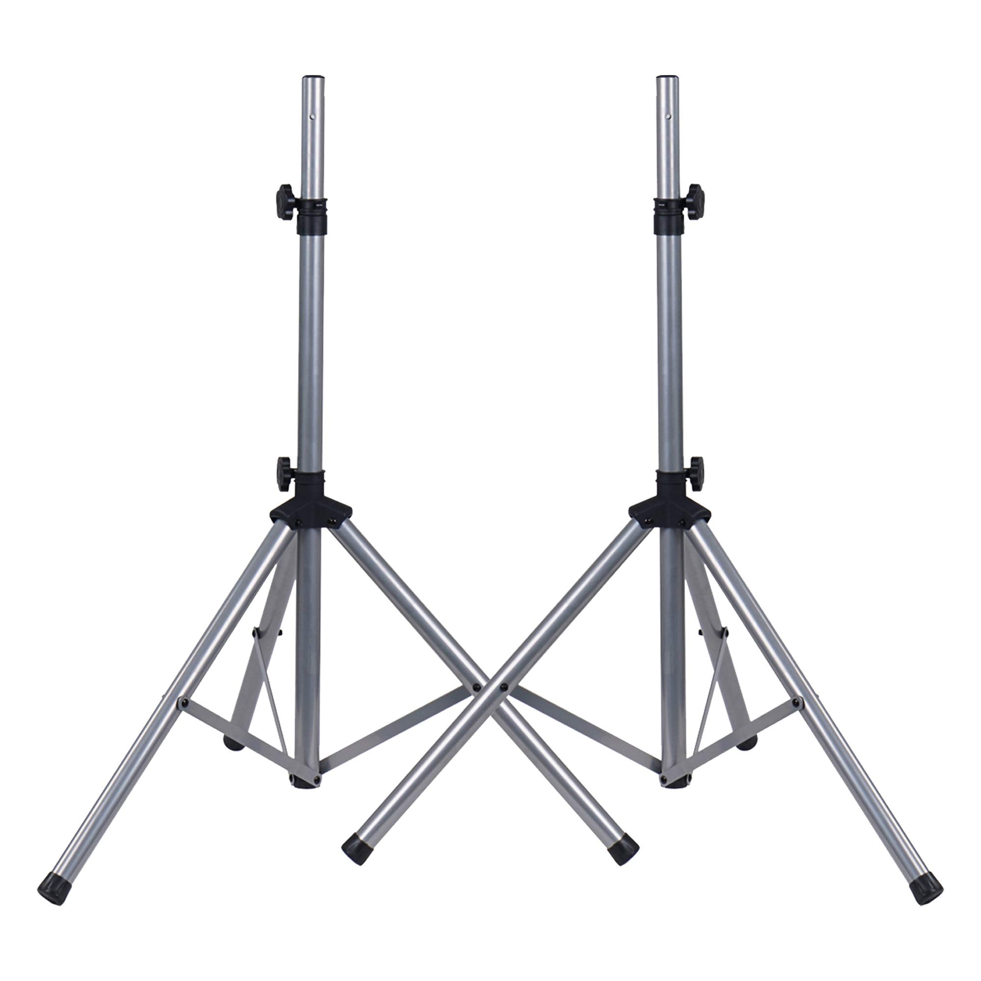 Sound Town 2-Pack Universal Tripod Speaker Stands with Adjustable Height, 35mm Compatible Insert, Locking Knob and Shaft Pin, Si