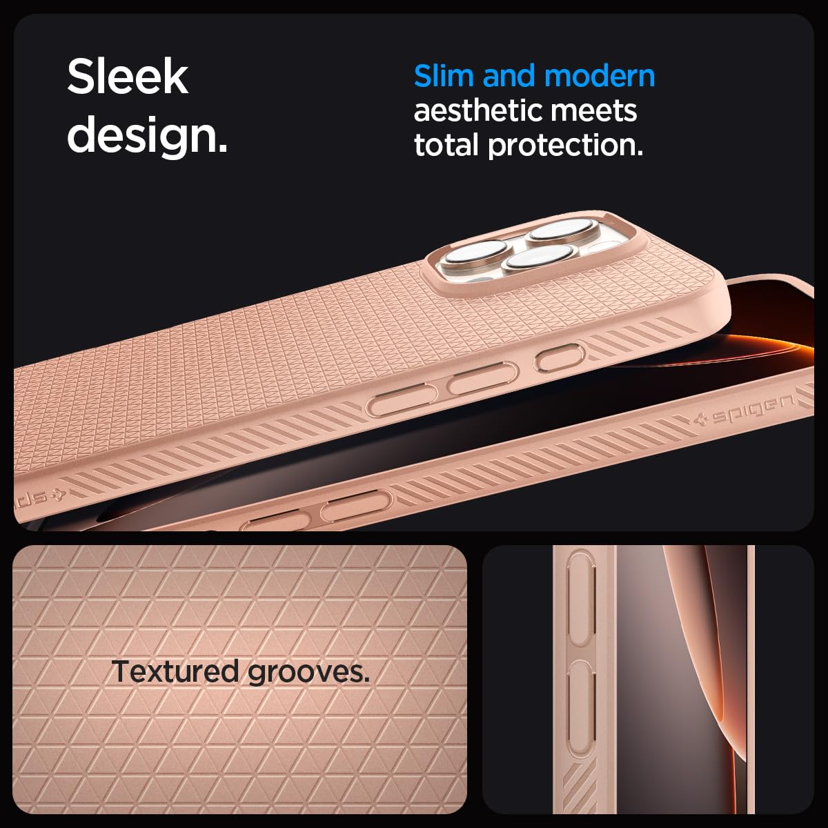 Spigen Liquid Air Designed For Iphone 16 Pro Max Case [Not Compatible With Magsafe], [Military Grade Protection]   Rose Titanium