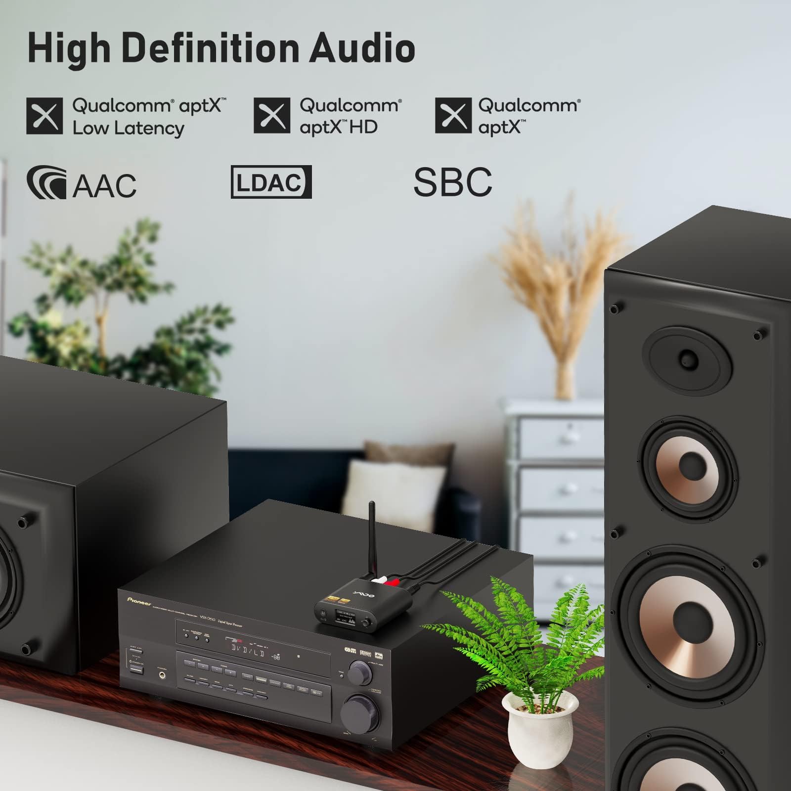 Ymoo Dac Bluetooth 5.1 Receiver,Ldac Aptx 30Ms Low Latency,Optical Coax Rca 3.5Mm Jack Hi-Res Input, Lossless Wireless Audio Ada