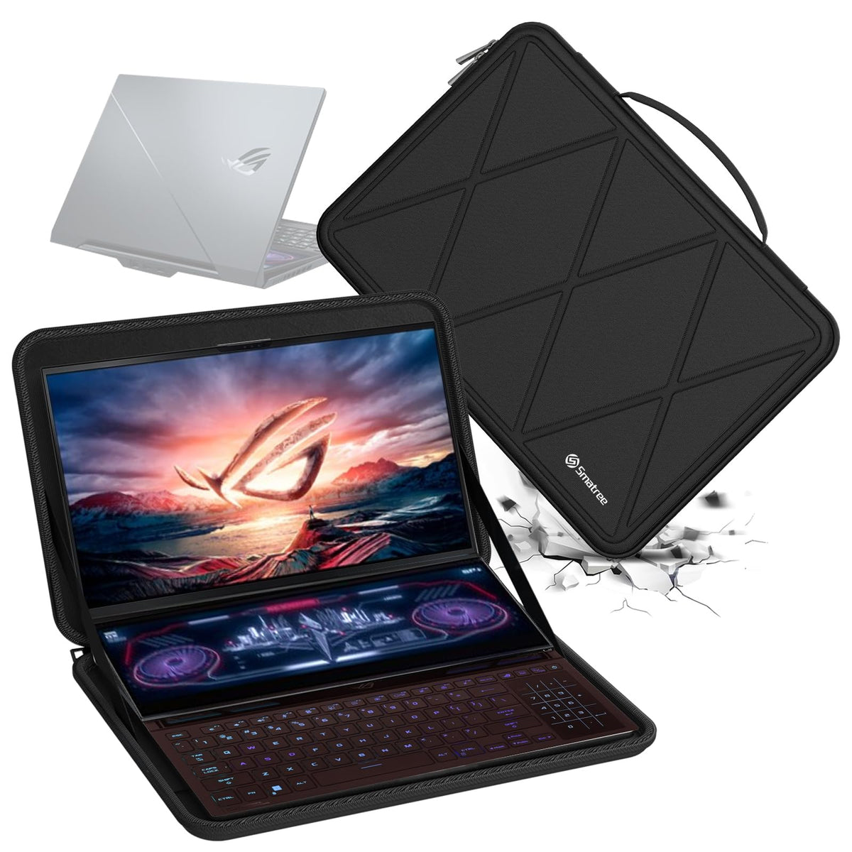Smatree Hard EVA Protective Sleeve Case Compatible for 15.6 inch ASUS 2021 ROG Zephyrus Duo 15 SE GX551QS-XS99/GX551QS-XS98/GX551QS-XB99 Laptop Slim and Anti-Shock Case Notebook Bag (X8306)