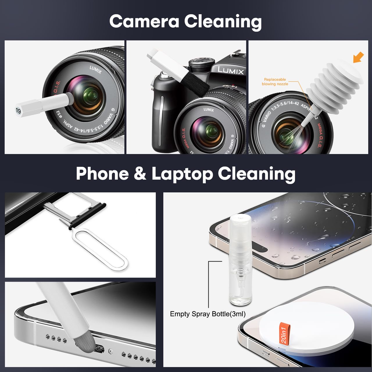 Qingler 20 In 1 Laptop Phone Screen Cleaner Kit, Computer Keyboard Cleaning Brush For Iphone Airpods Macbook Ipad, Multifunction