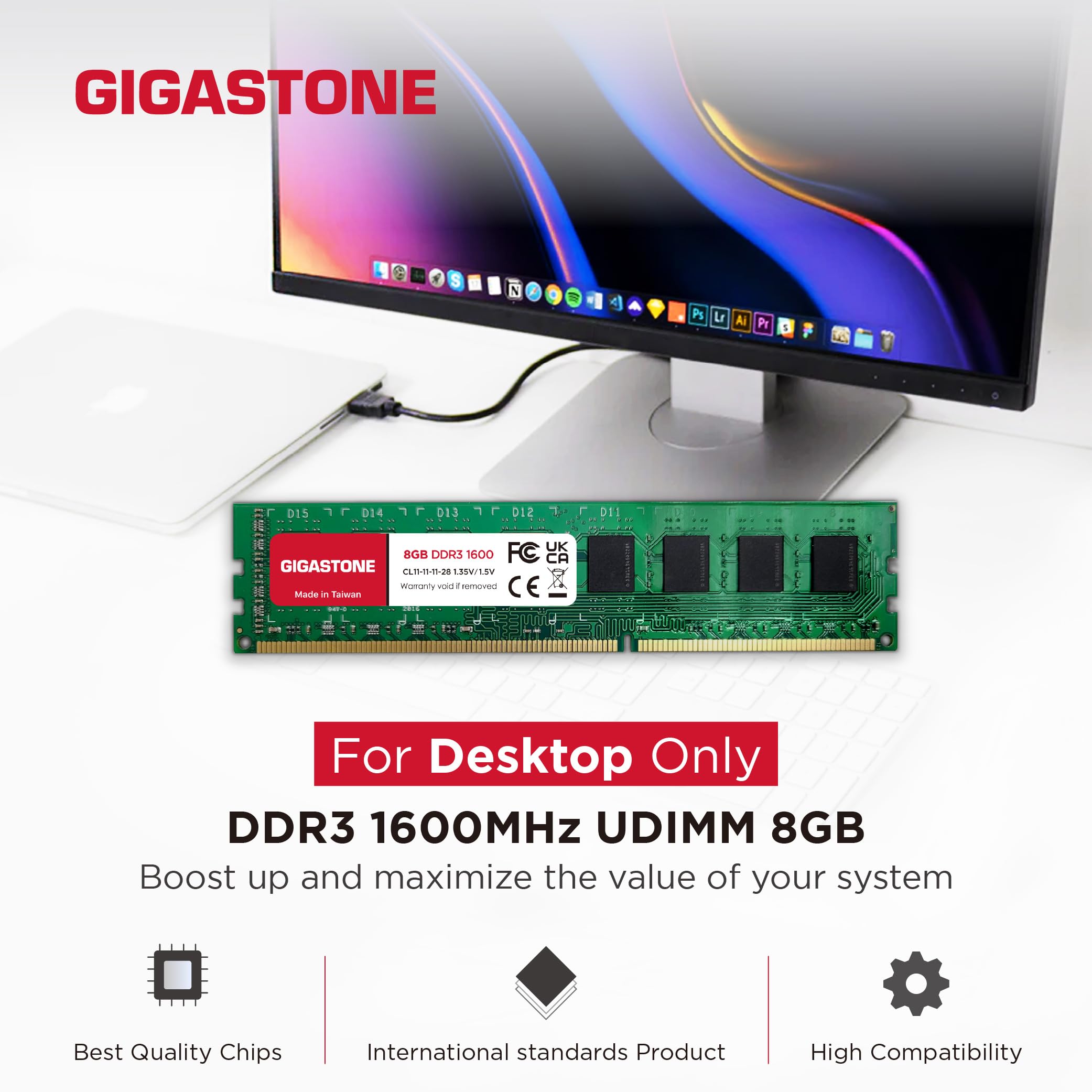 ?Ddr3 Ram? Gigastone 128Gb Kit (16X8Gb) Ddr3/Ddr3L 1600Mhz (1333Mhz) Pc3-12800 (Pc3-10600) Cl11 1.35V/1.5V 2Rx8 Udimm 240 Pin Un