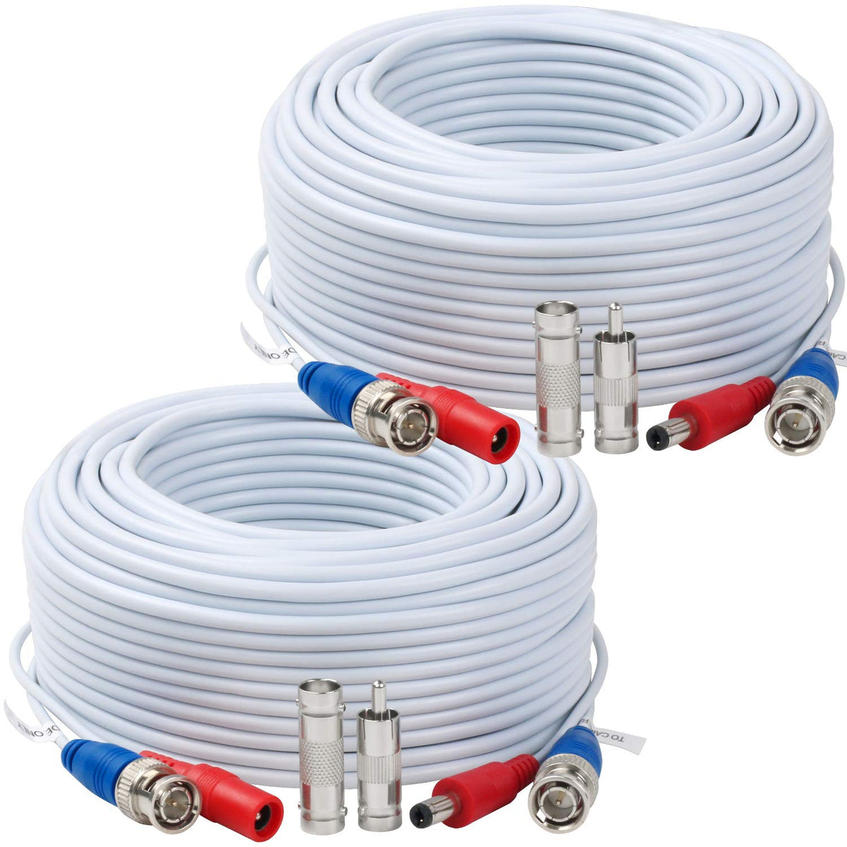 Tainston 2 Pack 200 Feet Bnc Video Power Cable Wire Video Security Camera Wire With Connectors For Cctv Camera Dvr Surveillance