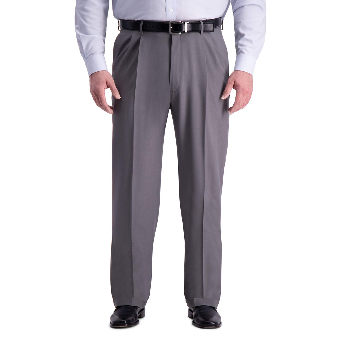 Haggar Mens Big  Tall Premium Comfort Classic Fit Pleat Front Dress Pants, Medium Gray, 54W X 30L Us