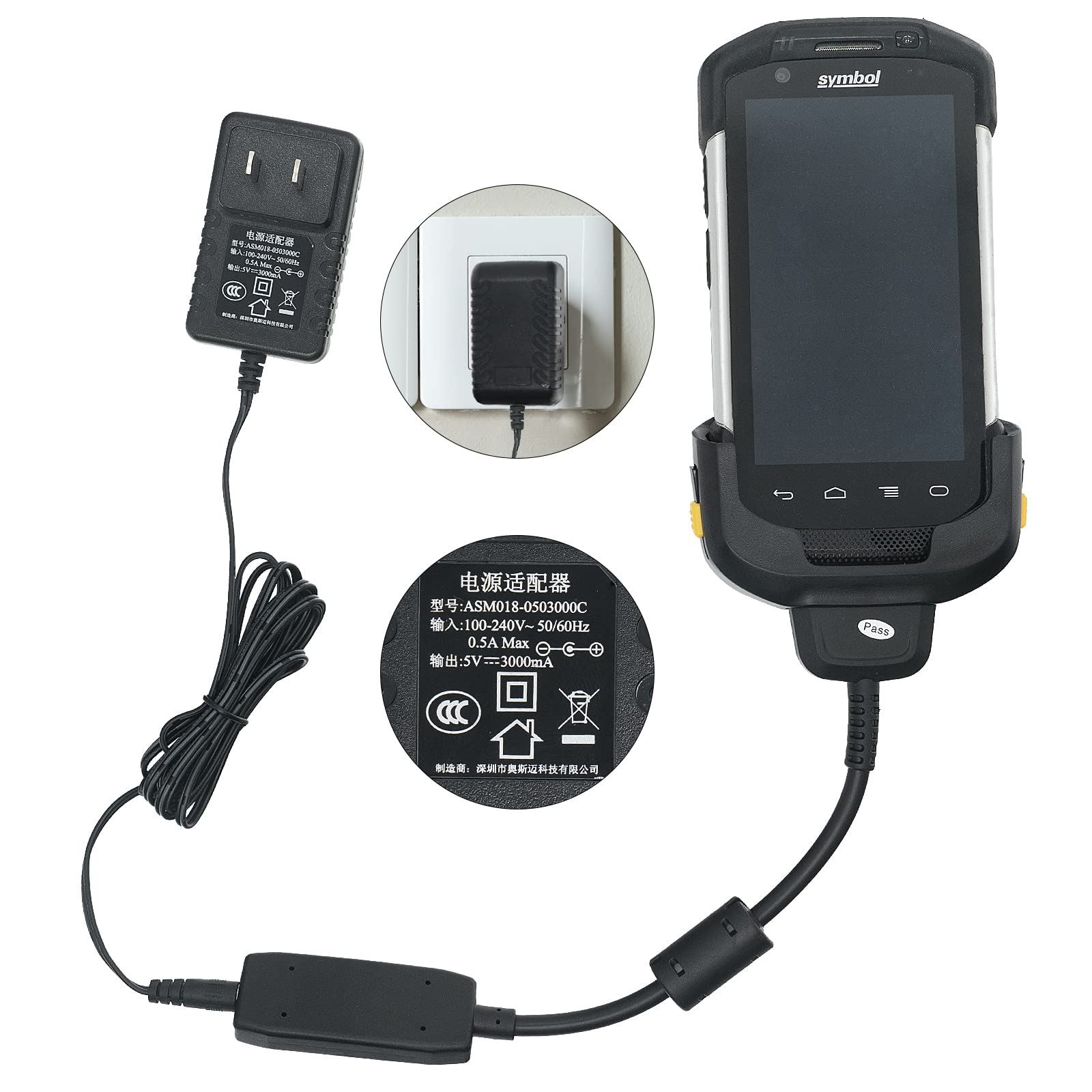 Tc70 Tc77 Tc72 Tc75 Tc70X Scanner Charger Cable For Symbol Zebra Pda, Android Barcode Scanners Charger, Includes Power Supply(Ch