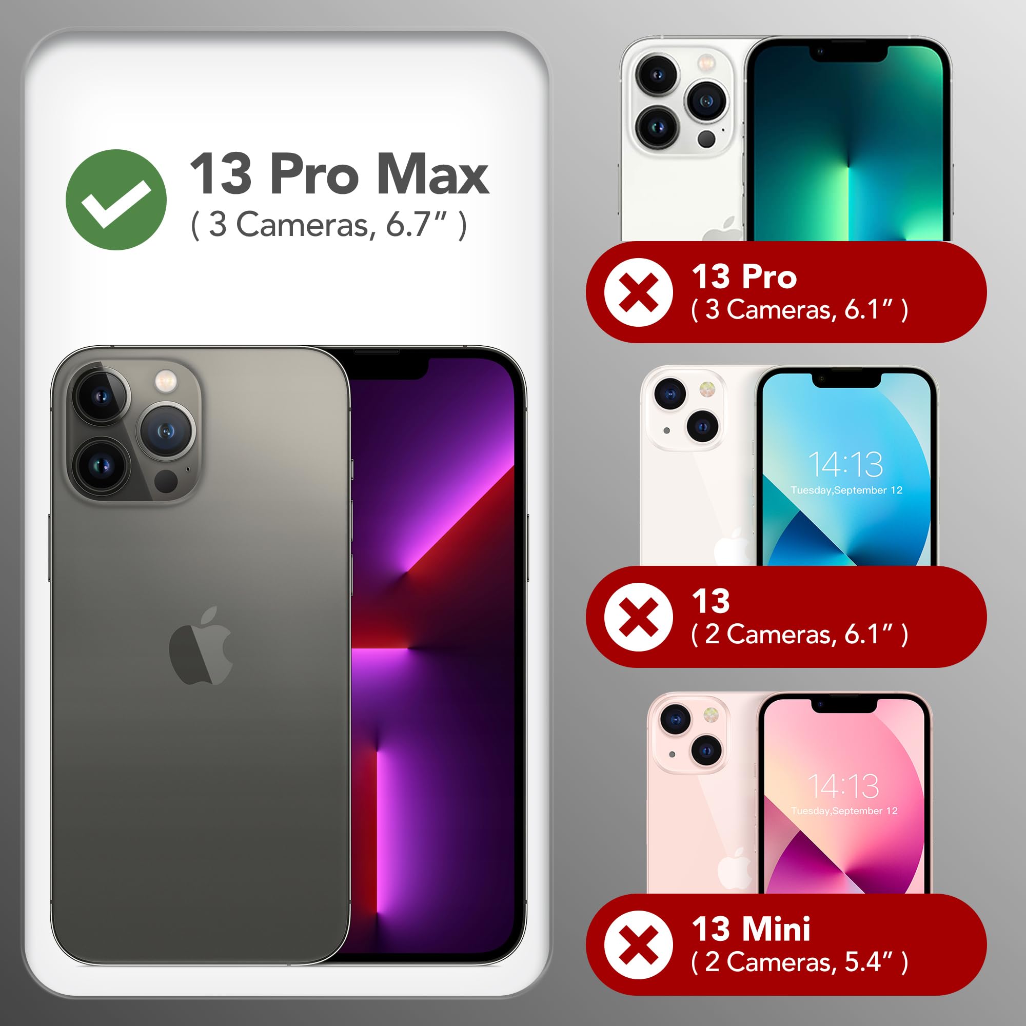 Gonez Magnetic Silicone For Iphone 13 Pro Max Case, [Compatible With Magsafe] [2X Screen Protector + 2X Camera Lens Protector],