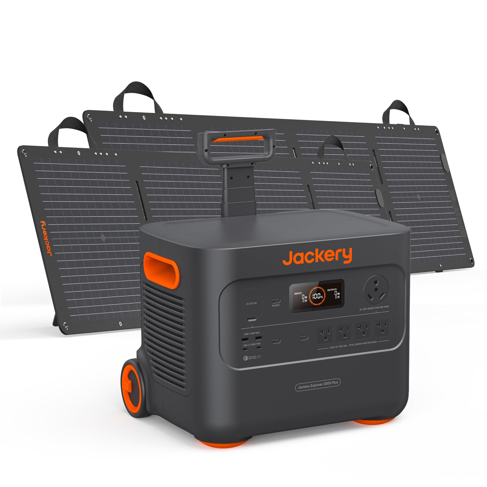 Jackery Solar Generator 2000 Plus with 2x100Wmini, 2042Wh LiFePO4 Battery, 3000W AC Output, Expandable to 24kWh, Fast Charging i