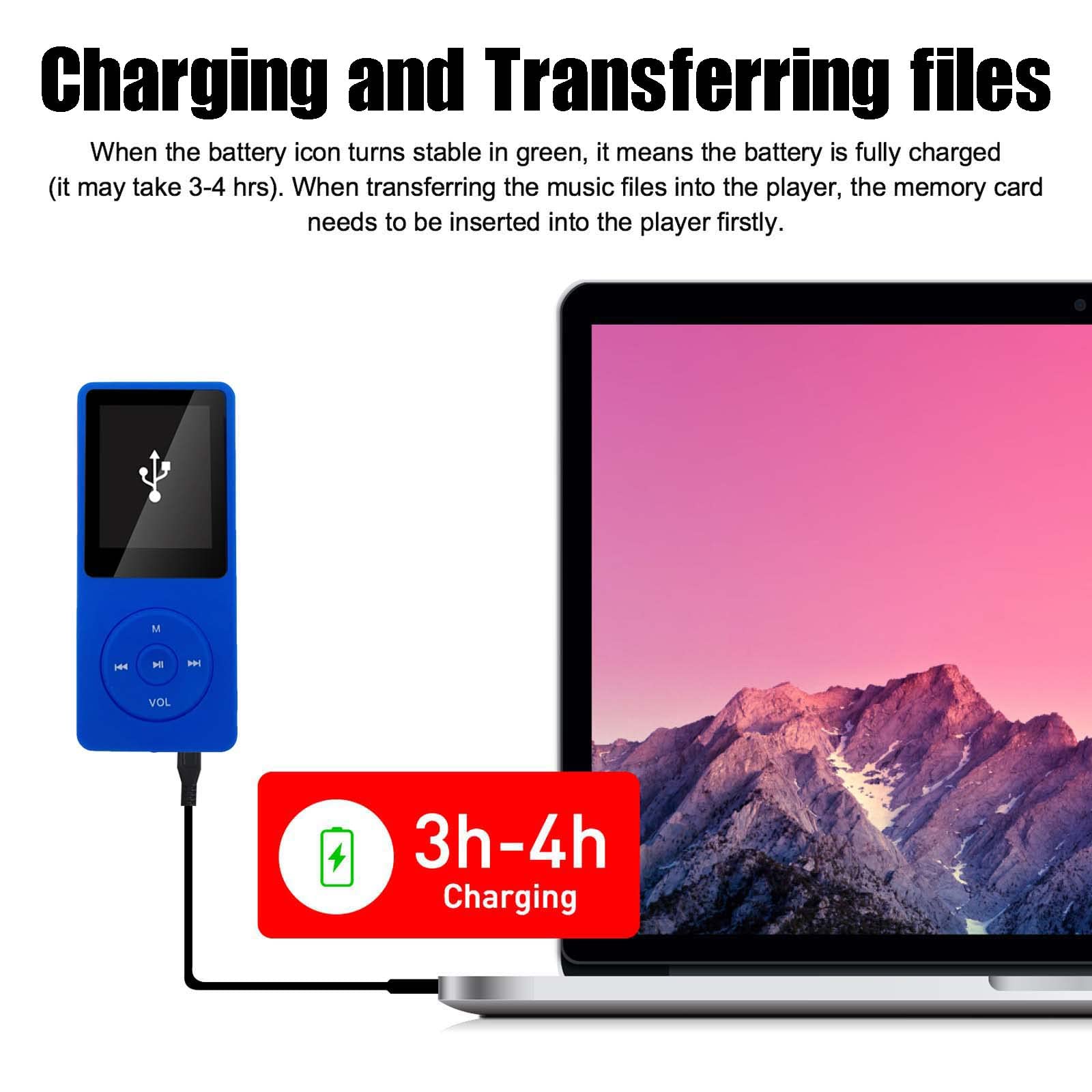 64Gb Mp3 Player With Speaker Earphones Portable Music Player For Kids Support Music/Picture/Video/Voice Recording/E Book Blue