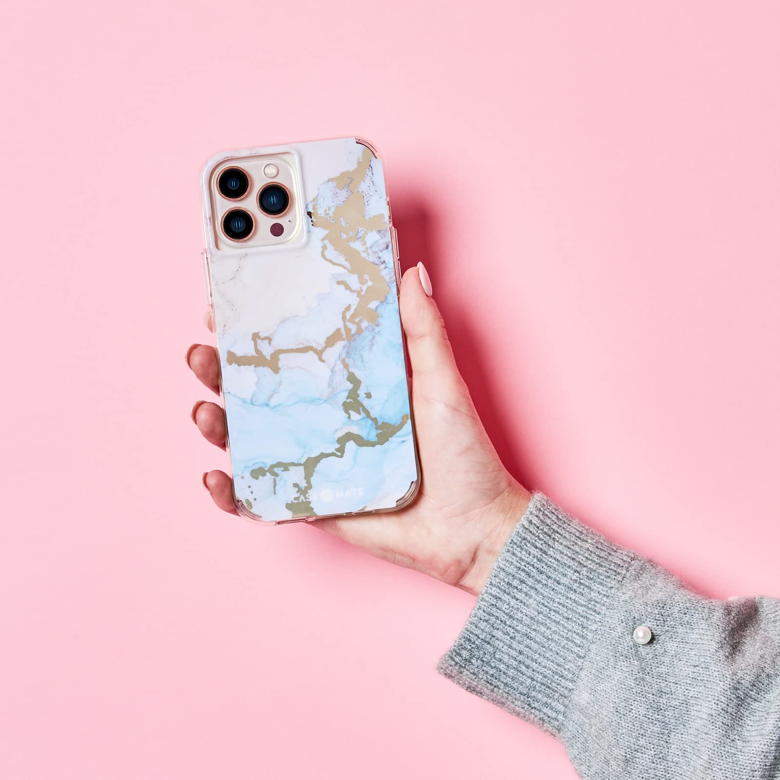 Case Mate   Tough Prints   Case For Iphone 13 Mini   Gold Foil Elements   10 Ft. Drop Protection   5.4 Inch   Ocean Marble