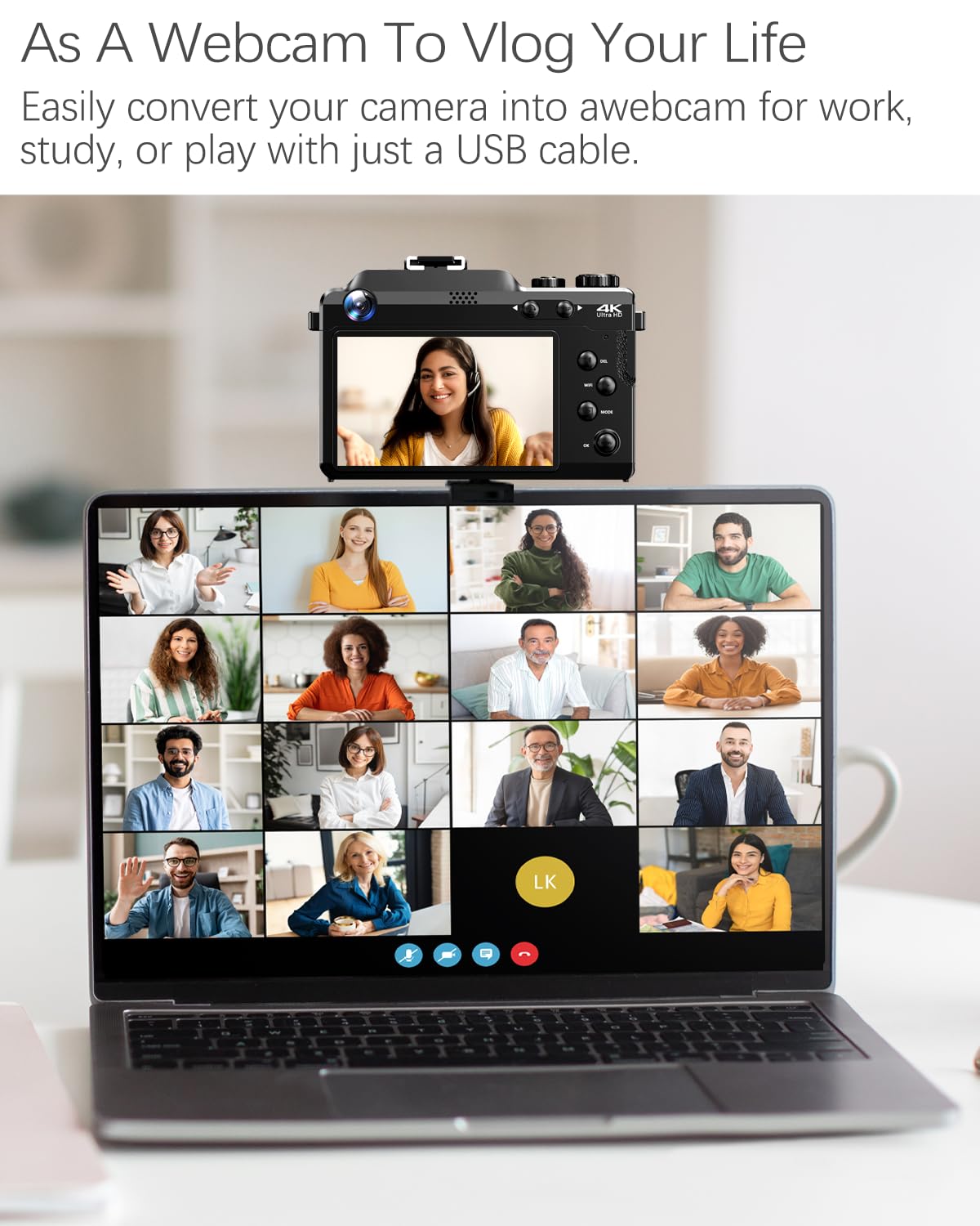Yatao Digital Camera With Wifi, 4K 64Mp Photography Camera Kit For Youtube, Front And Rear Dual Camera For Convenient Selfie, Eq