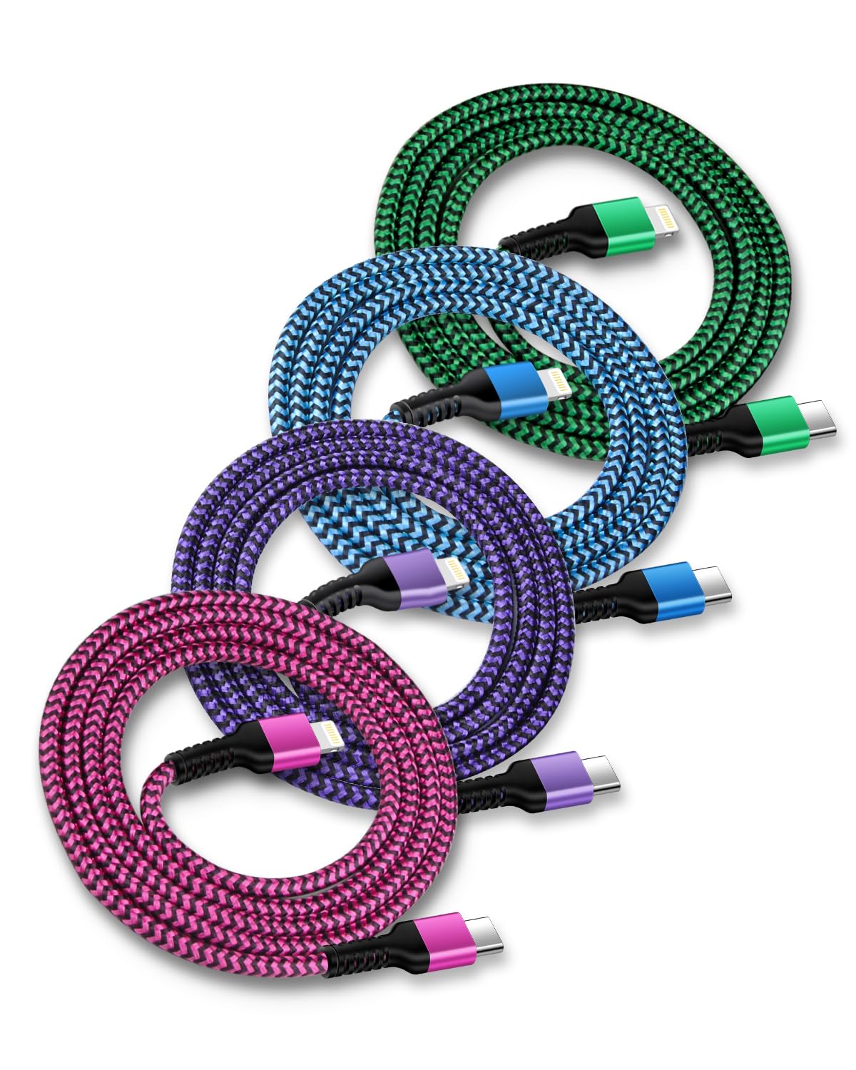 Usb C To Lightning Cable 4Pack/3Ft, Apple Certified Powerline C Type Charger Cord Fast Charging Original Lighting Wire For Iphon