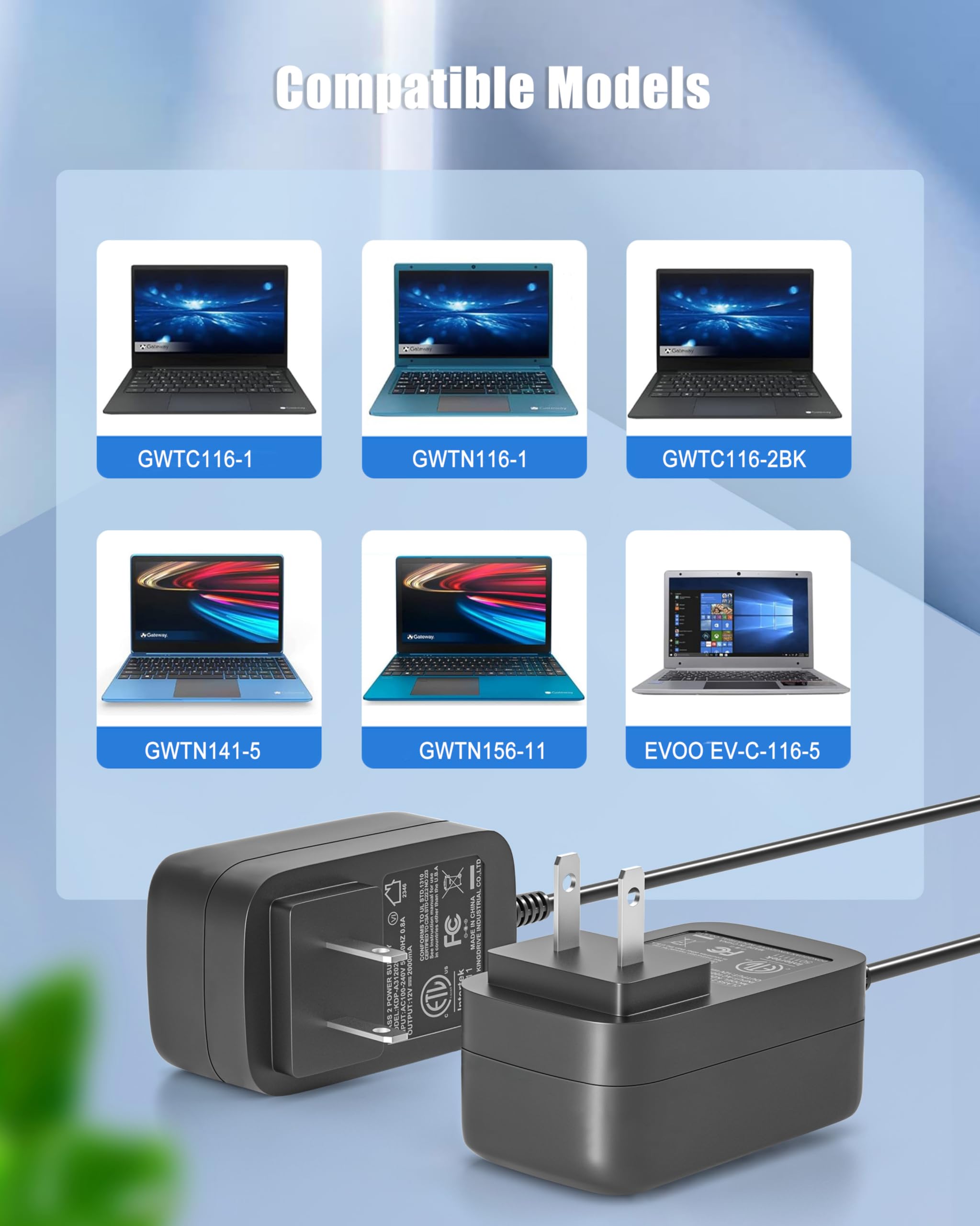 Dongni 12V 2A Laptop Charger For Gateway Gwtc116 2Bk Gwtc116 2Bl Gwtn156 11Bk Gwnc21524 Bl Gwtc116 Gwtn116 Gwtn133 Gwtn141 Saw30