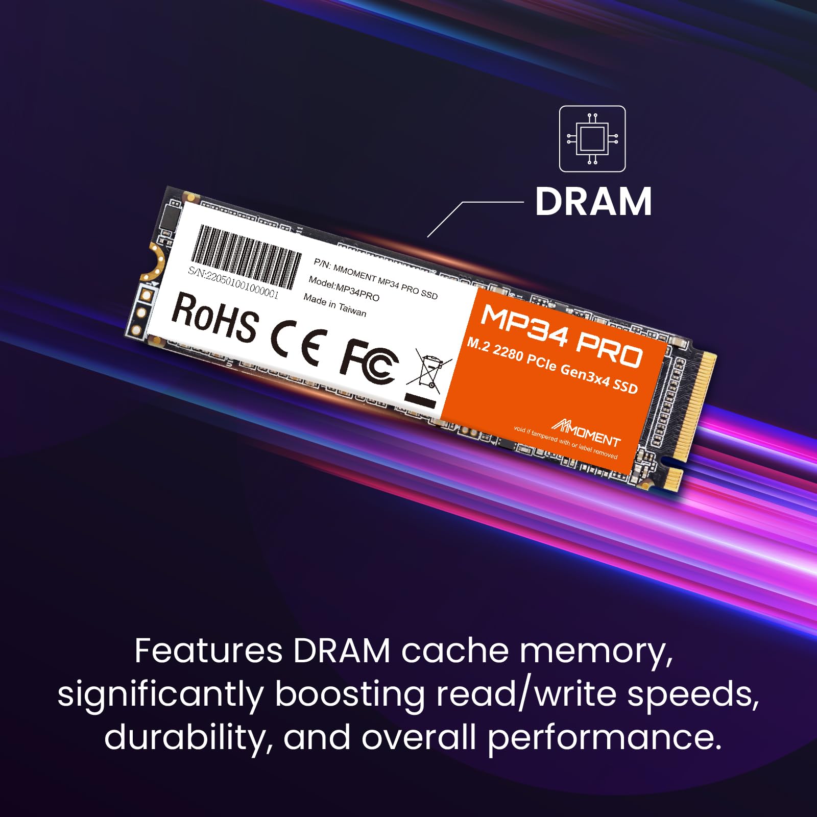 Mmoment Mp34 Pro 512Gb Pcie Gen3 Nvme M.2 2280 Internal Solid State Drive, Gen3.0X4, Read Speed Up To 3500Mb/S, For Laptop, Desk