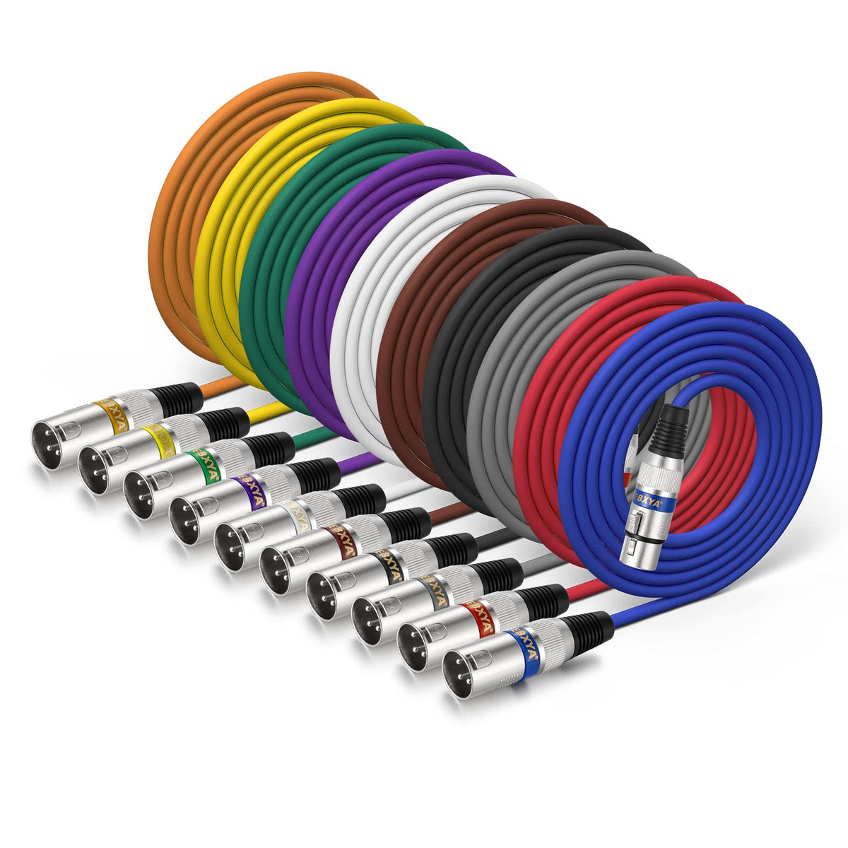 Ebxya Xlr Cable 6 Ft Short 10 Color Packs   Mic Cable With Xlr Male To Female Patch Cable,