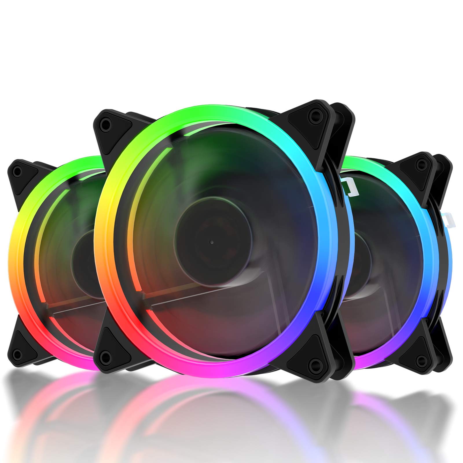 Uphere 120Mm Rgb Case Fan Fan,Quiet Edition High Airflow Led Case Fan For Pc Cases 3 Pack,Rgb123 3
