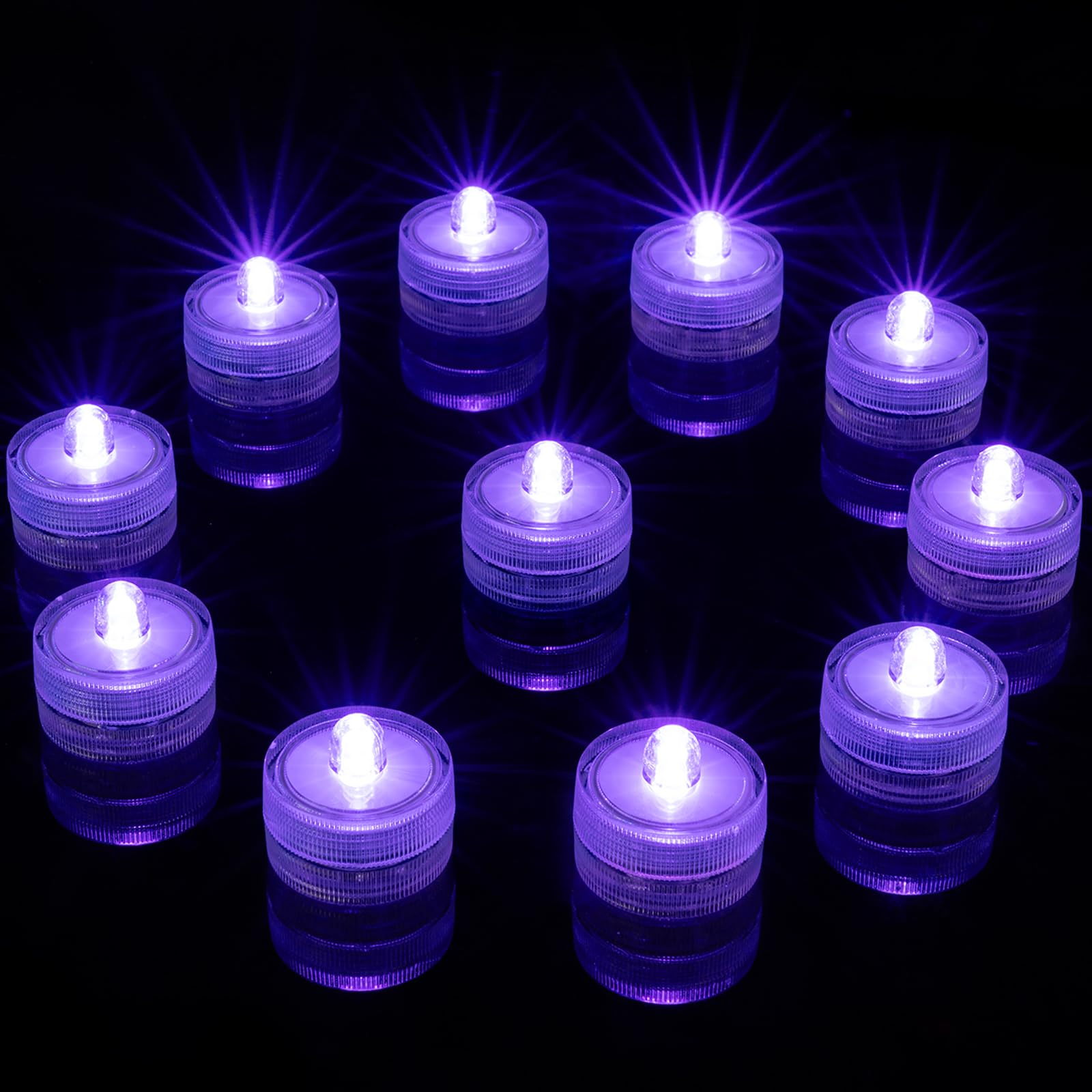 Homemory 24Pcs Mini Submersible Led Lights, Waterproof Small Tealight Candles,Battery Operated Underwater Efx Light For Vase,Poo