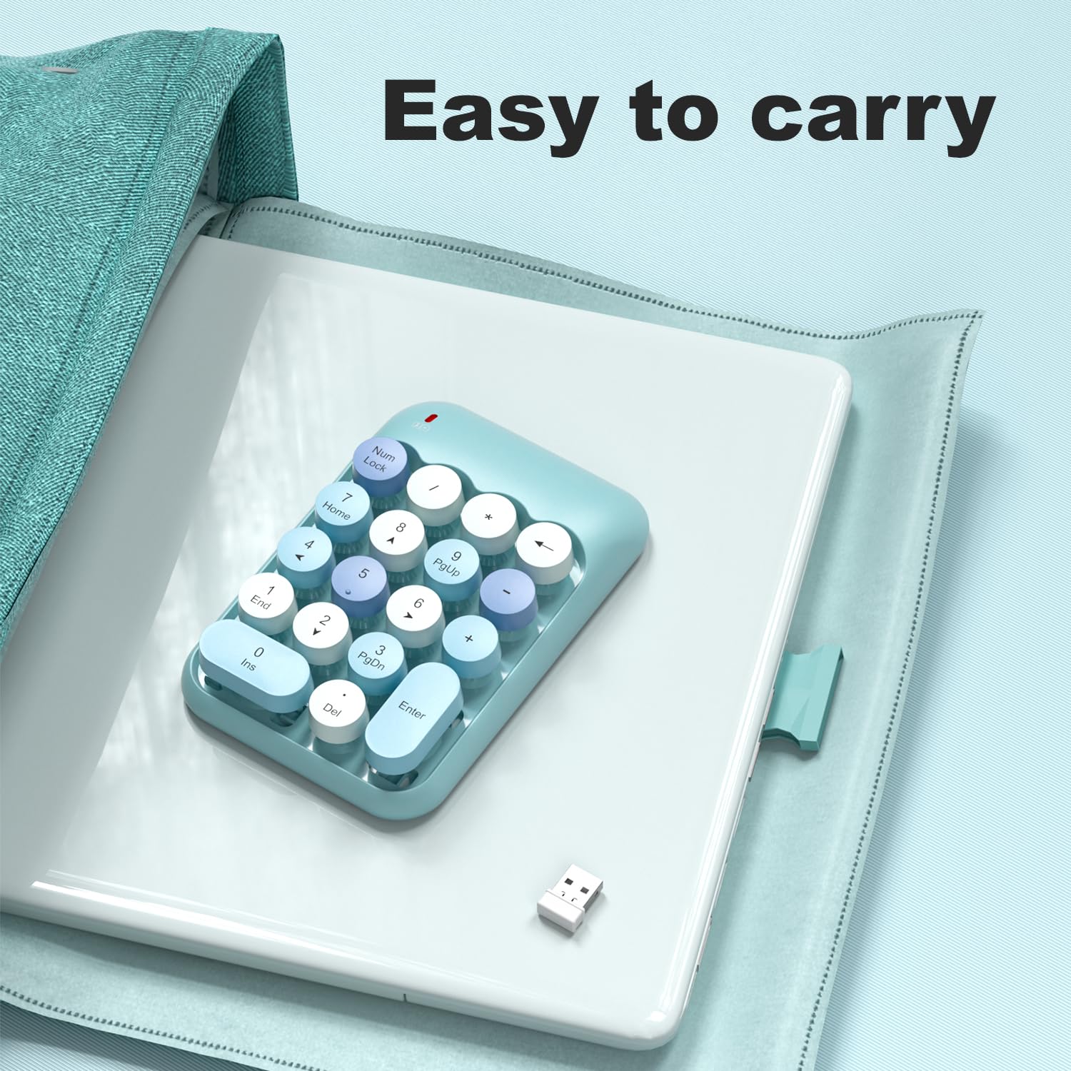 Mofii Wireless Number Pads   Blue Numeric Keypad 18 Keys Usb 2.4G Round Keycap Colorful Extensions Keypads, Financial Accounting
