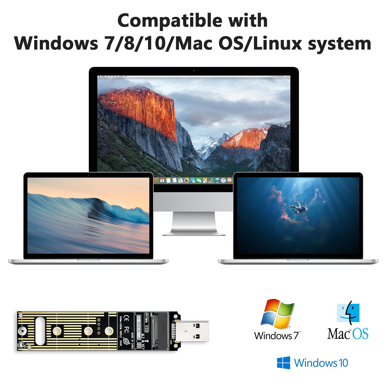 Eluteng Nvme To Usb Adapter Usb 3.1 Gen 2 To M.2 Nvme Ssd Converter Adapter 10Gbps Pcie Based M Key Hard Drive Reader Max 4Tb Su