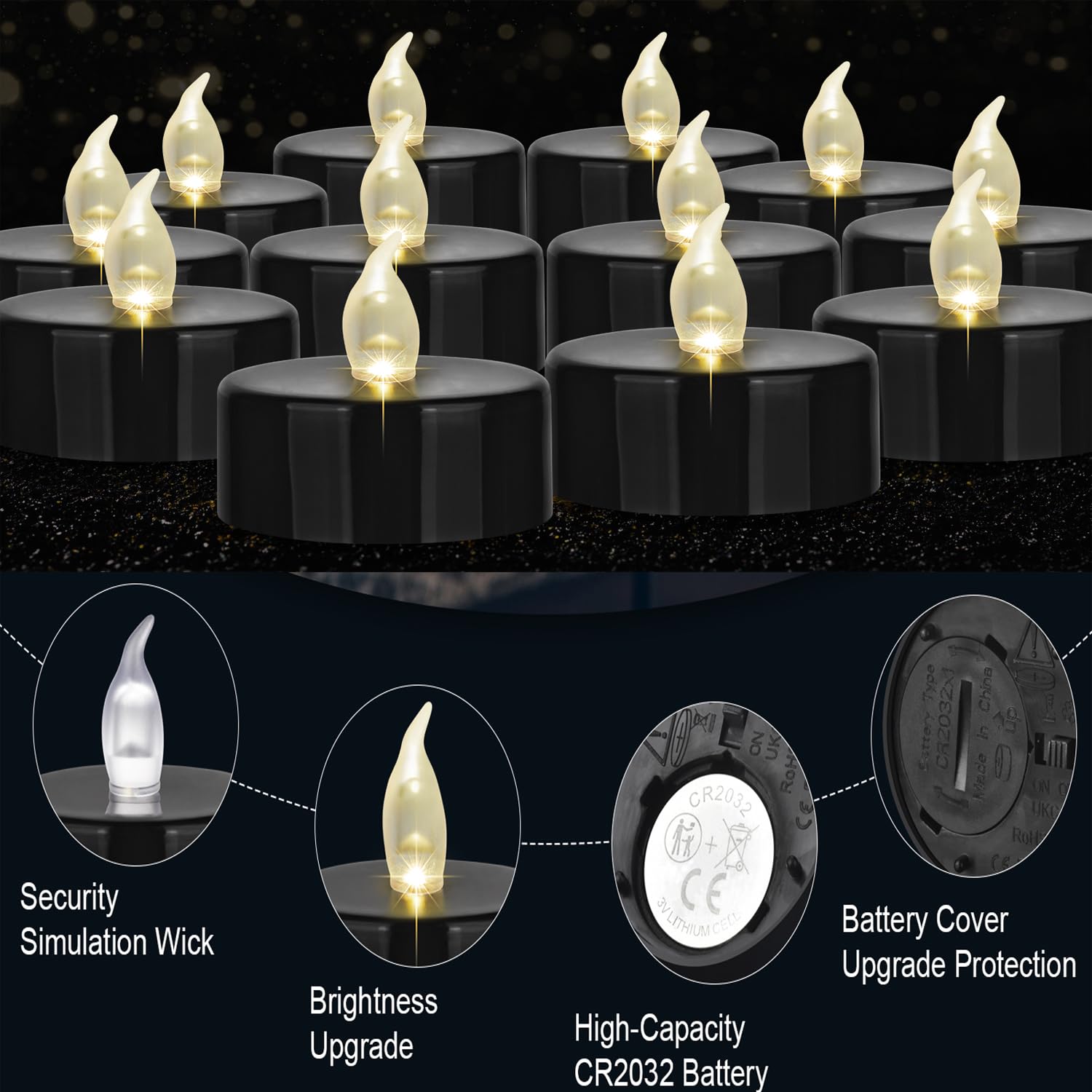 Minxin Battery Operated Tea Lights Candles: 24 Pack Realistic And Bright Flickering Holiday Gift Flameless Candles Led Electric
