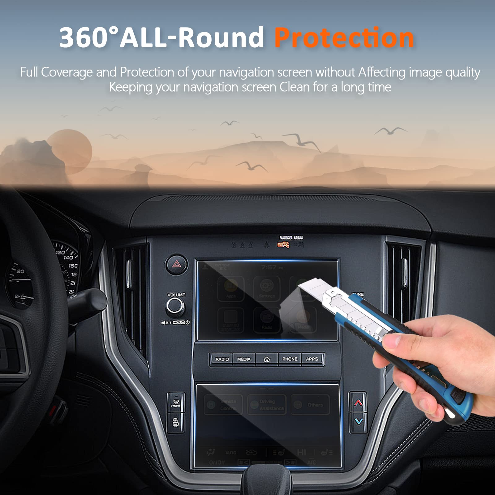 Cdefg (2Pcs Tempered Glass Screen Protector For Subaru Outback/Legacy/Wrx 2023 2022 2021 (7 Inch) Multimedia Navigation Touch Screen, Gps Infotainment Display Glass Protective Film (2Pcs 7 Inch)