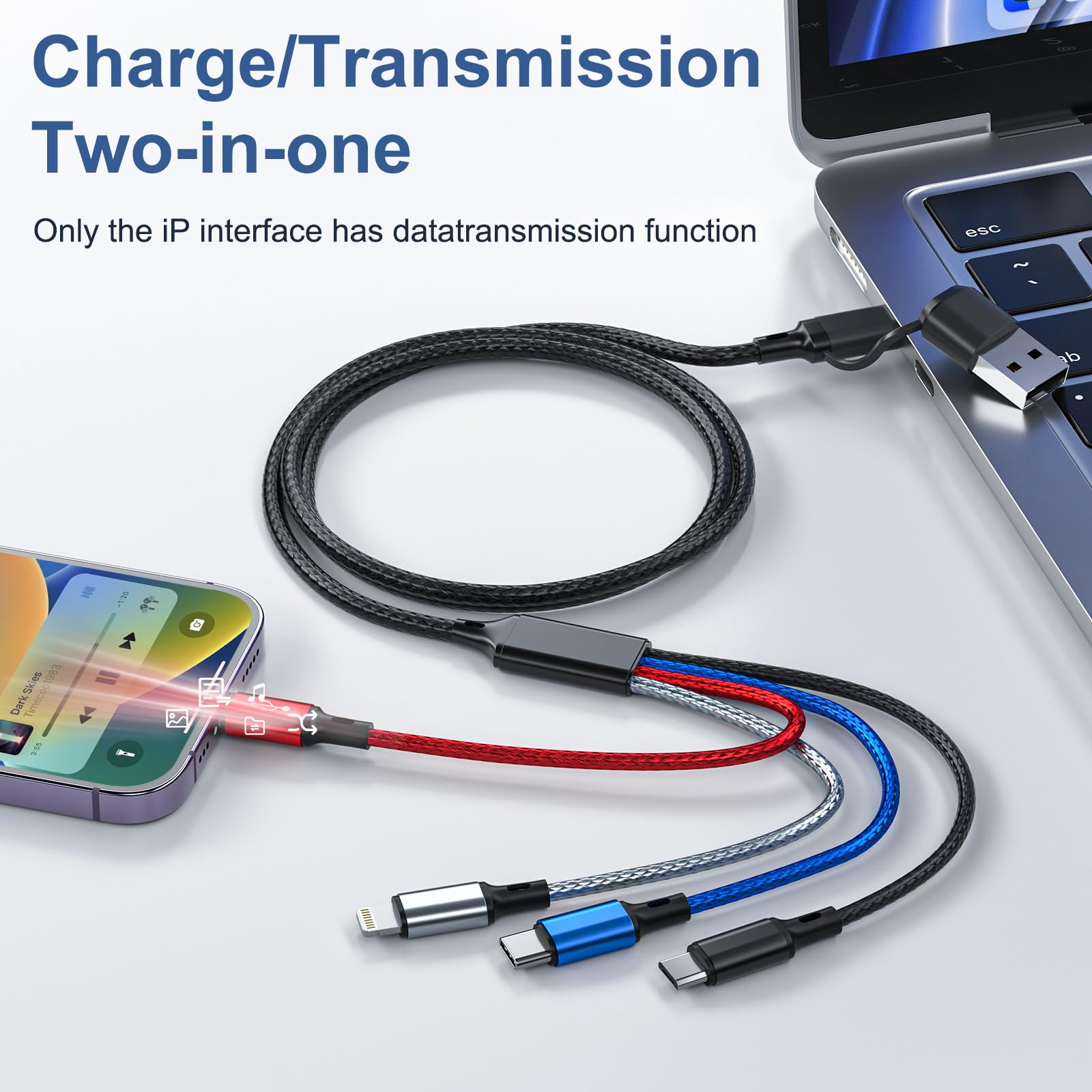 6 In 1 Multi Charging Cable 2Pack 6Ft Multi Usb Cable 3A Multi Charger Cable Braided Multiple Phone Charger Cable Universal Usb