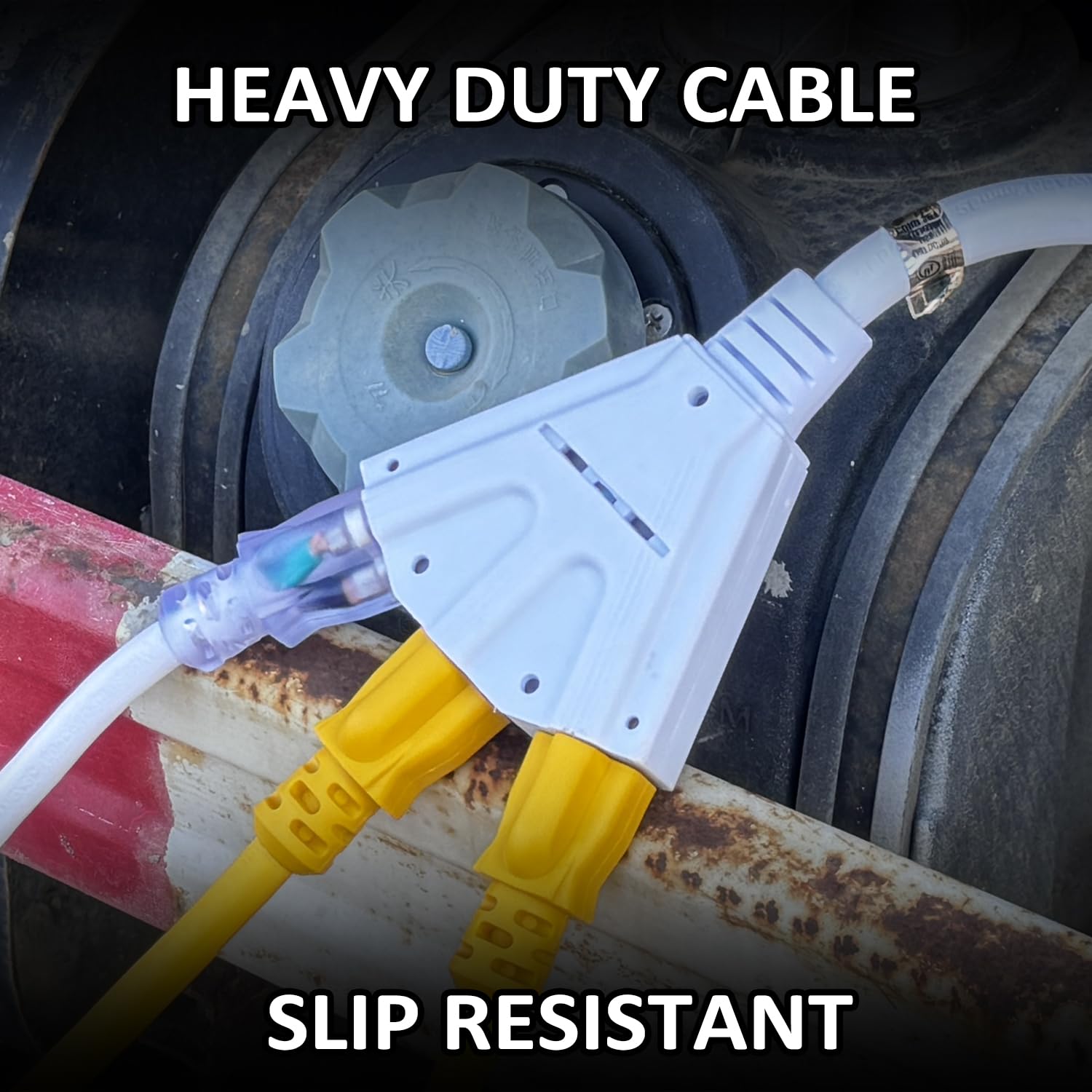 Yojoe 3 Outlets Indoor Outdoor Extension Cord, 3 Prong 15A Weatherproof Power Cord Multiple Outlets, 12 Gauge Heavy Duty 10 Ft W