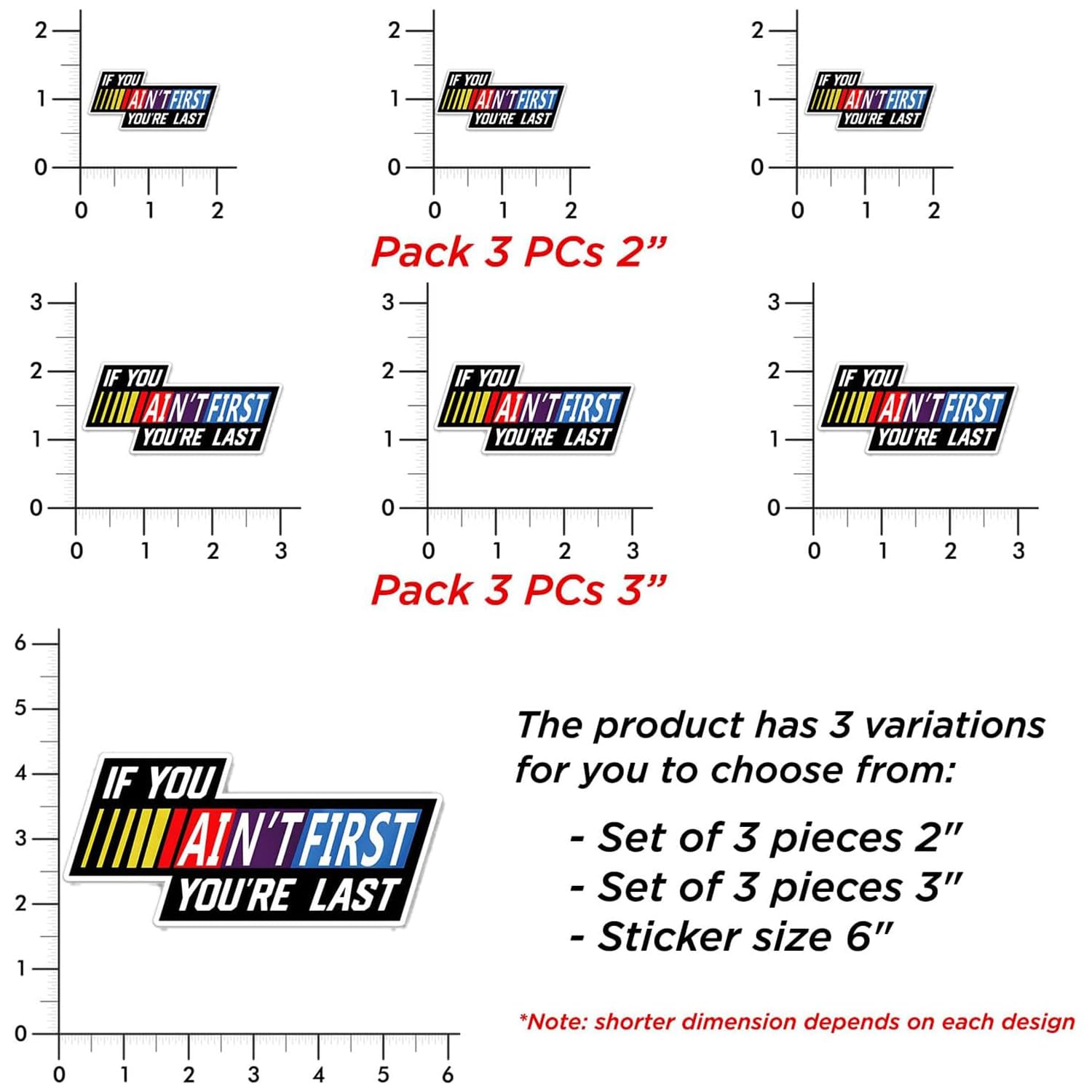 3 Pcs If You Ain'T First You'Re Last Vinyl Waterproof Bumper Sticker For Dirt Racing Bike Car Truck Motorbike Helmet 3 Inches