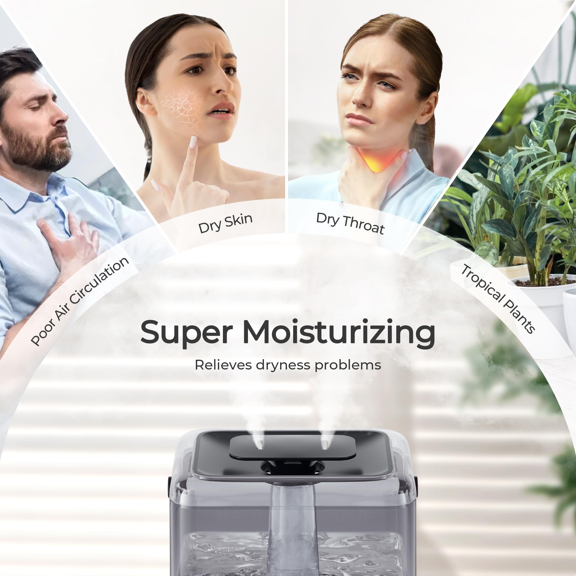 6L Humidifiers For Bedroom Large Room Home, Chivalz Cool Mist Top Fill Humidifiers For Baby Nursery And Plants, 26Db Quiet, Nigh