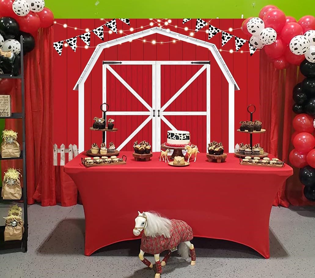Ltdkaen Red Barn Door Backdrop Wooden Barn Door Farmhouse Photography Rustic Farm Backdrop Country Scene Farm Party Decoration P