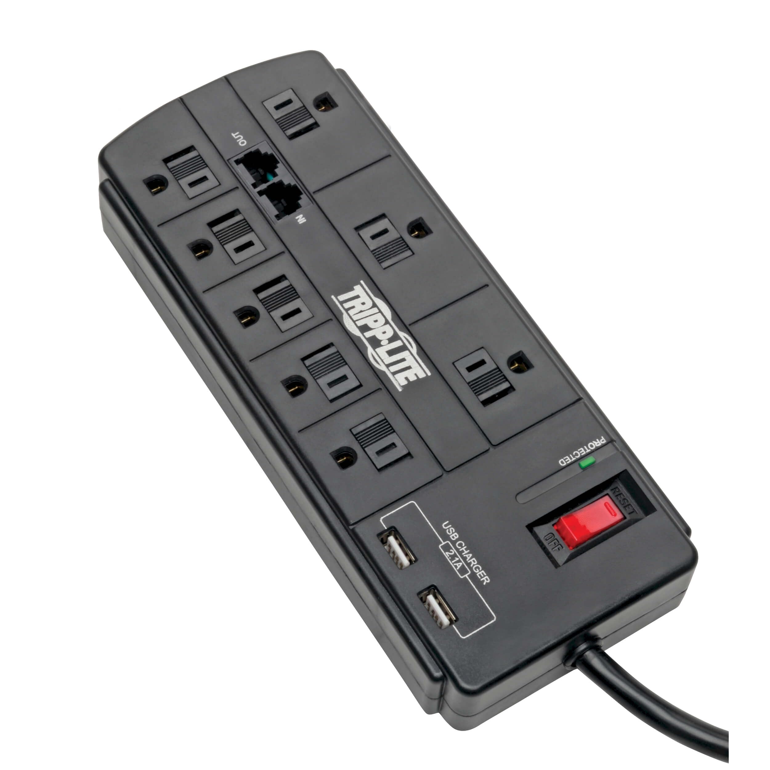 TRIPP LITE USB Charging Computer Surge Protector (TLP88TUSBB) - Black