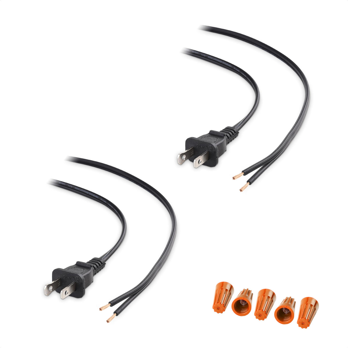 Cable Matters 2 Pack Polarized 18Awg 2 Prong Replacement Cord Lamp Wire 8 Ft   10A, Nema 1 15P To 2 Wire For Lamp Cord Replaceme