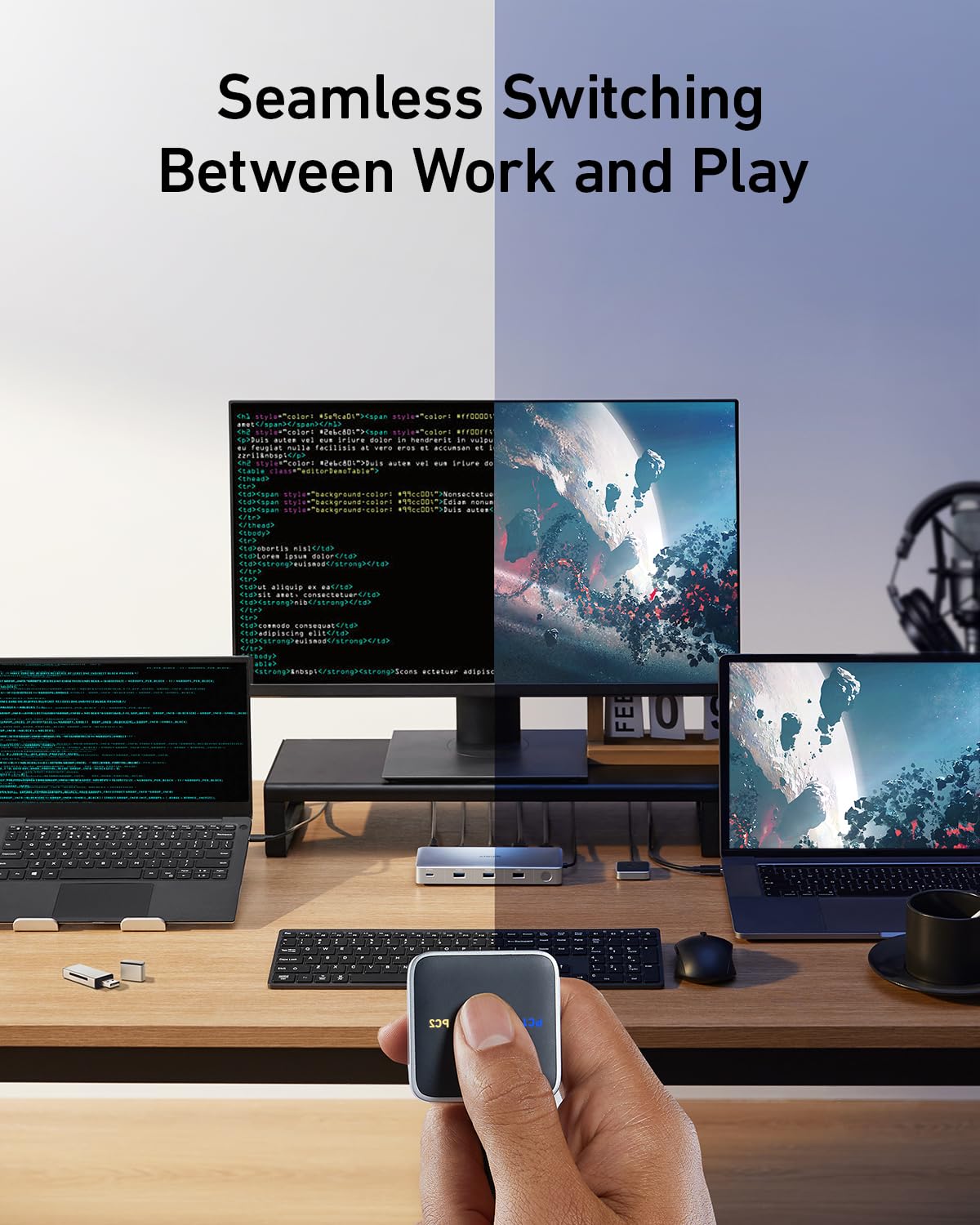 Anker Docking Station, Kvm Switch For 2 Laptops, Dual 4K Monitor 554 Usb C Docking Station, With Hdmi And Displayport, Max 100W