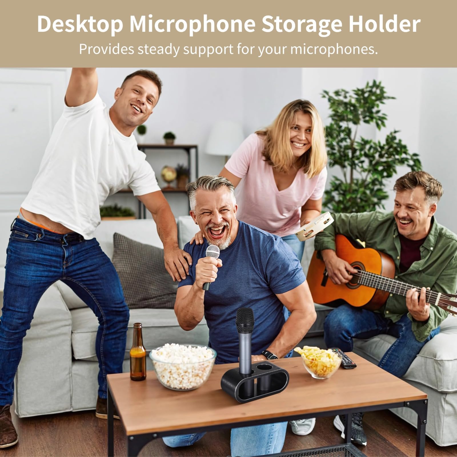 Yeesport Metal Desktop Microphone Storage Holder, Aluminum Alloy Microphone Stand, Fashionable Tabletop Mic Organizer For Desk,